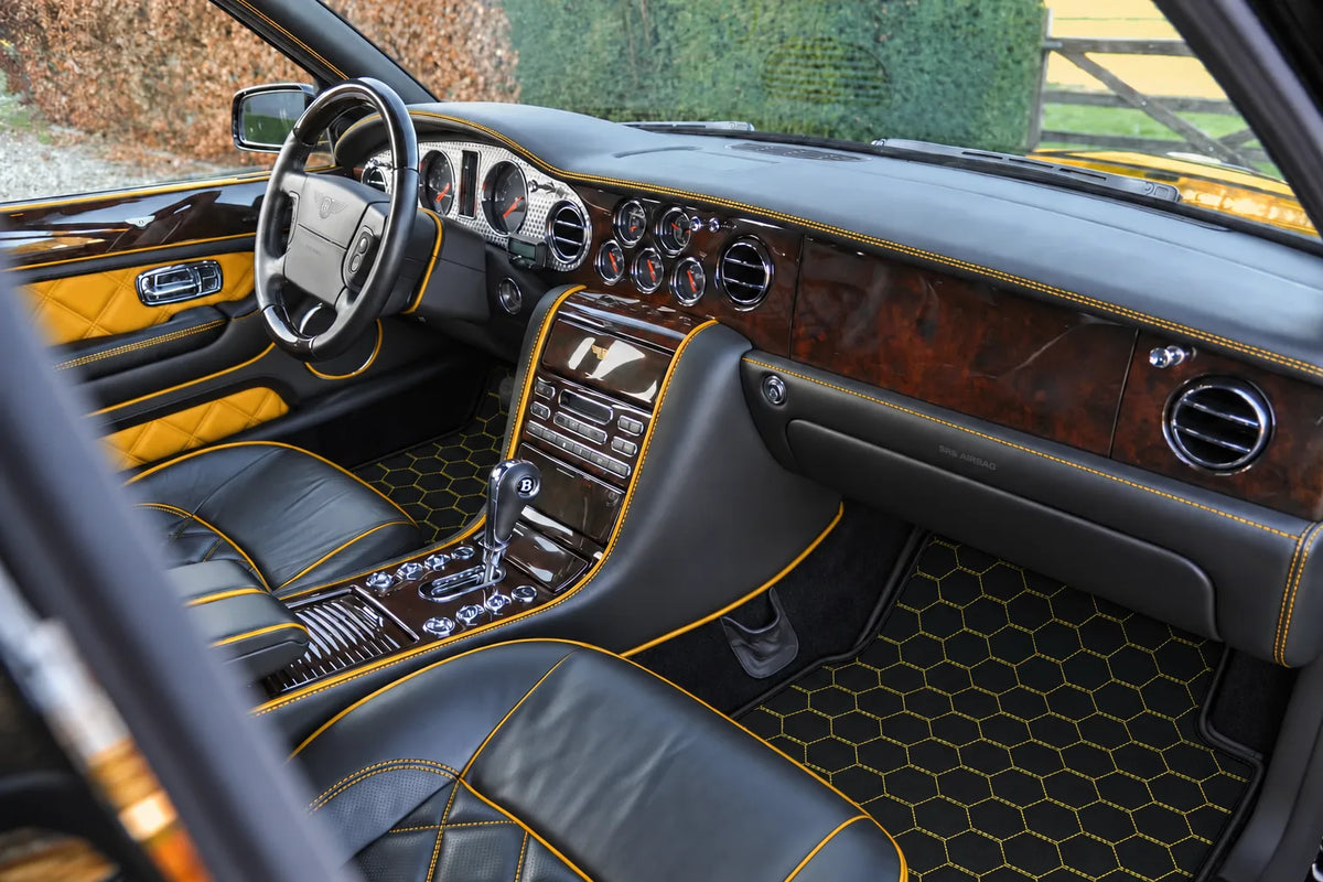 Customizable Leather Floor Mats with Symmetrical Hex Pattern for Bentley Arnage T (1998-2009) inside the vehicle