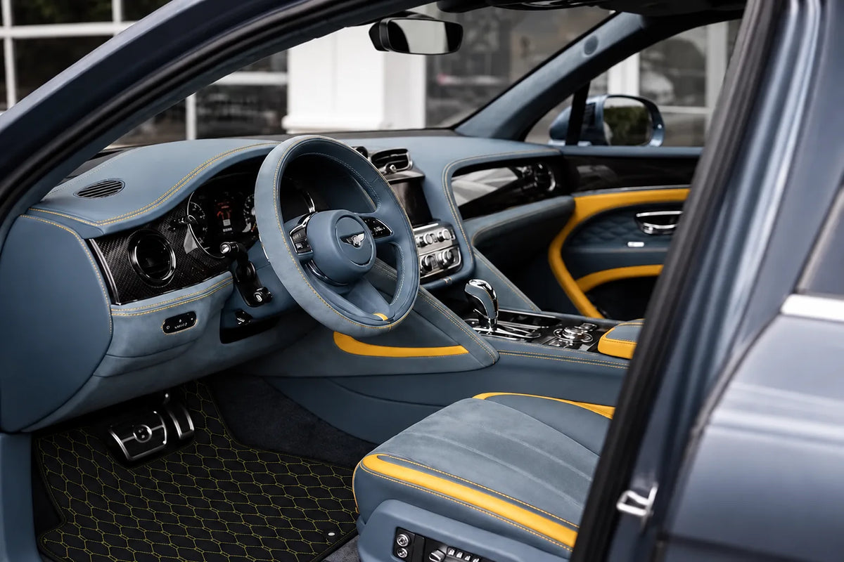 Customizable Leather Floor Mats with Vertical Hex Pattern for Bentley Bentayga (2015-2027) inside the vehicle