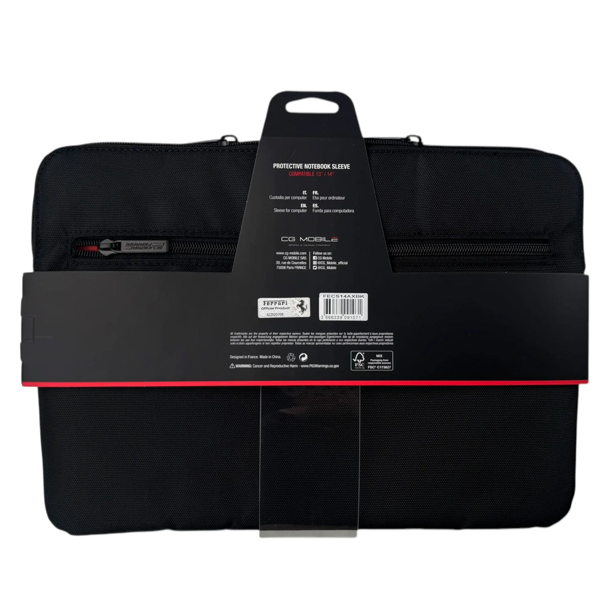 Ferrari 14" Laptop Sleeve – Carbon & Smooth, Lightweight & Stylish