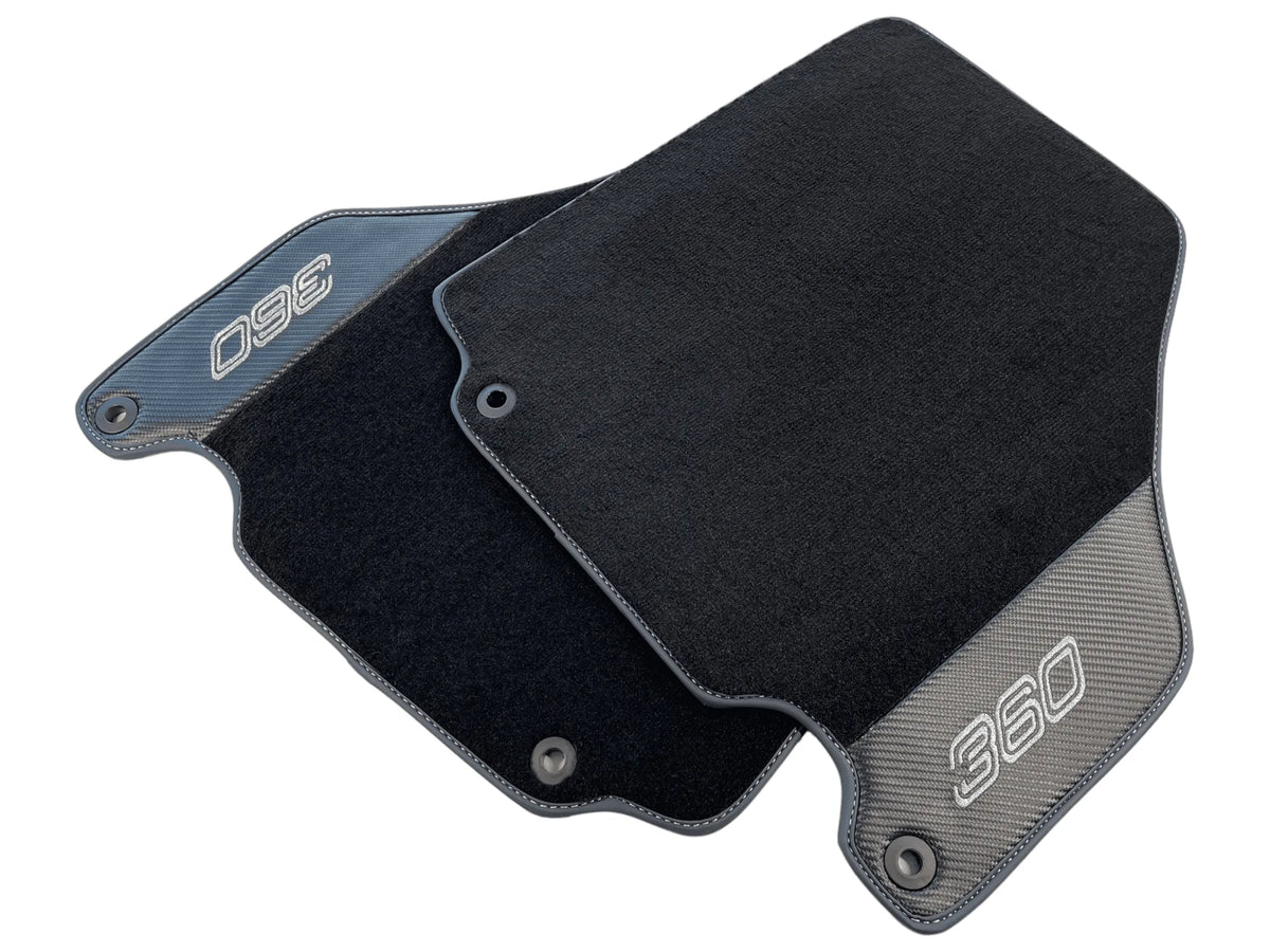 Floor Mats For Ferrari 360 Modena 1999-2005 Black With Carbon Fiber Leather - AutoWin