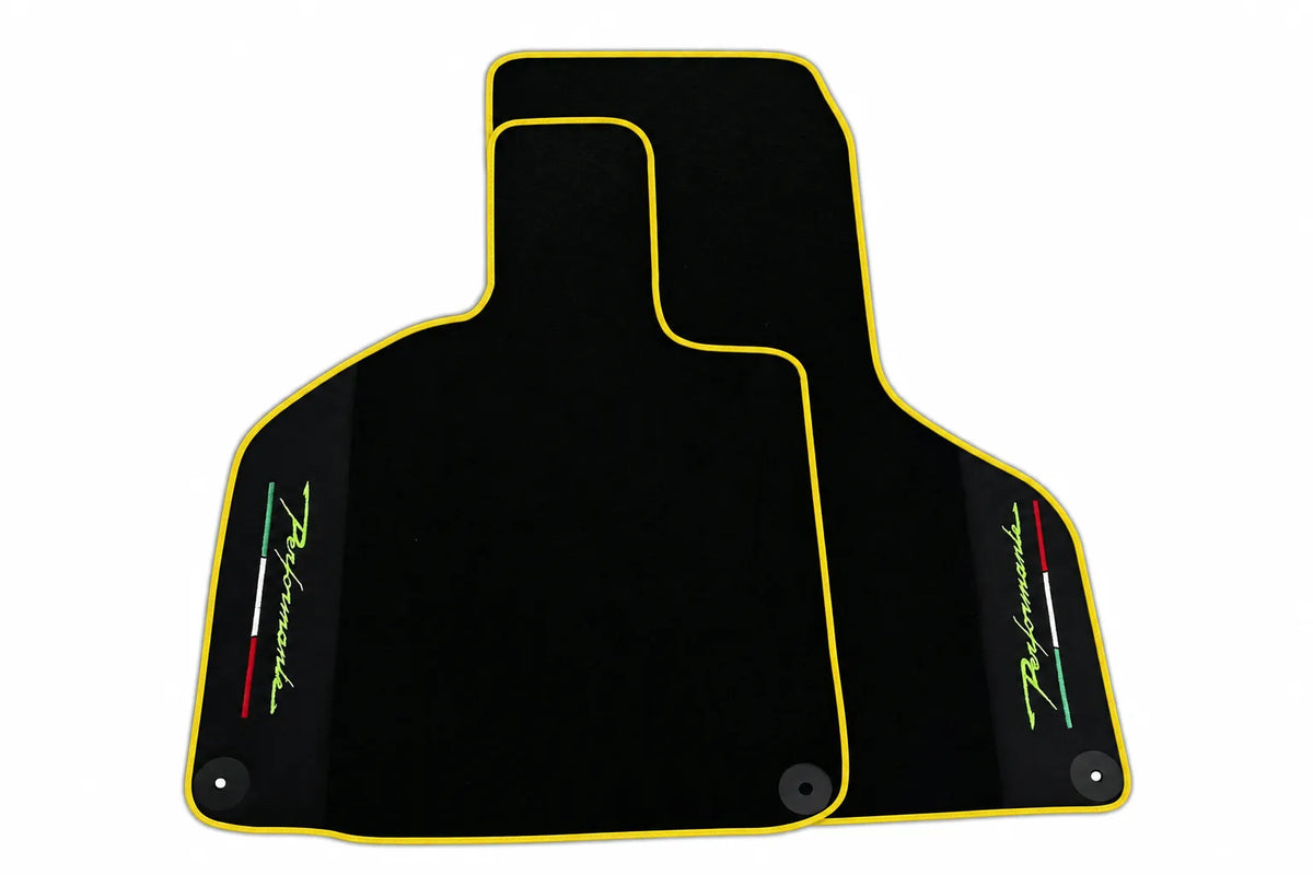 Floor Mats for Lamborghini Huracan Perfomante with Alcantara Leather | Various Trim Colors Yellow trim