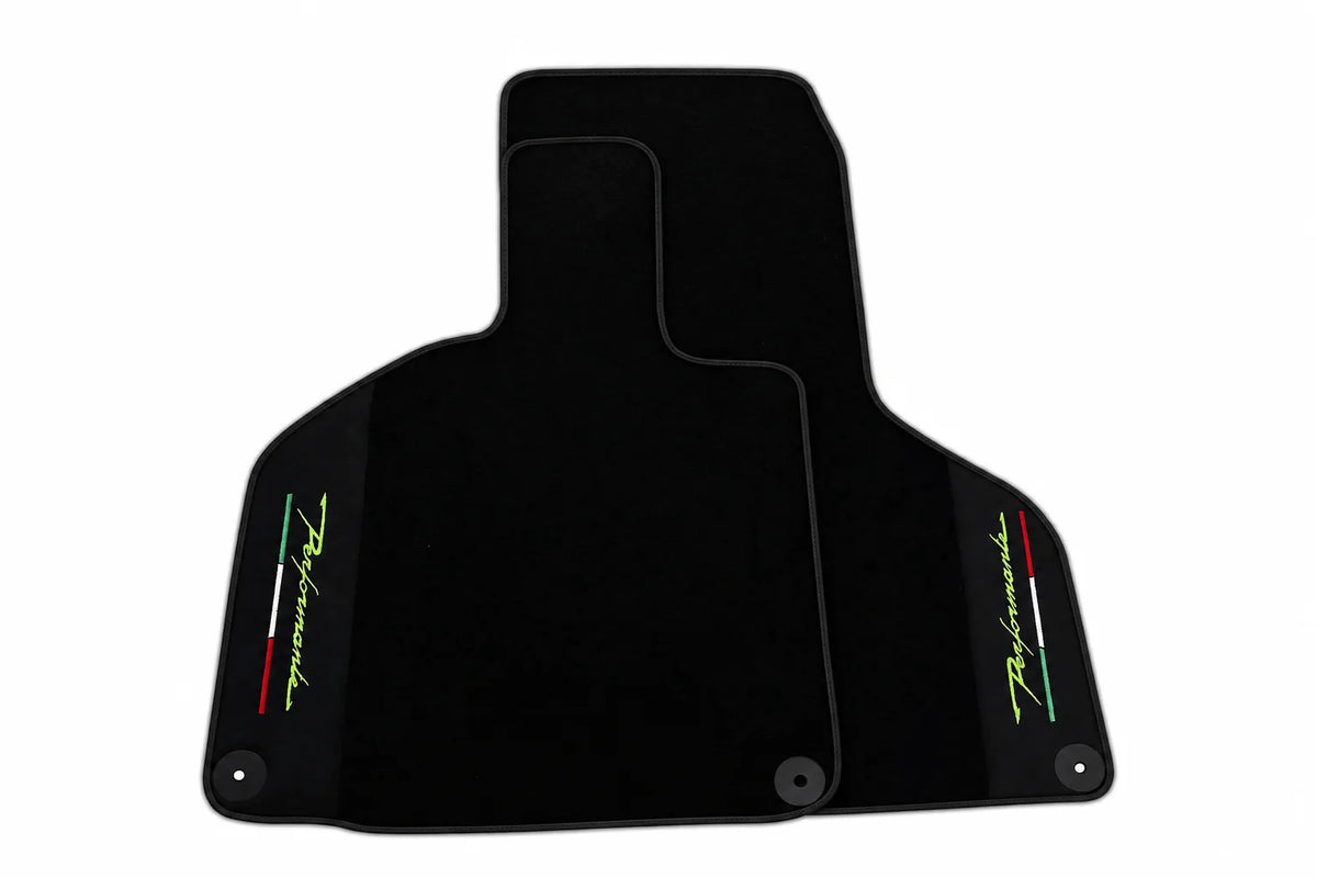 Floor Mats for Lamborghini Huracan Perfomante with Alcantara Leather | Various Trim Colors Black trim