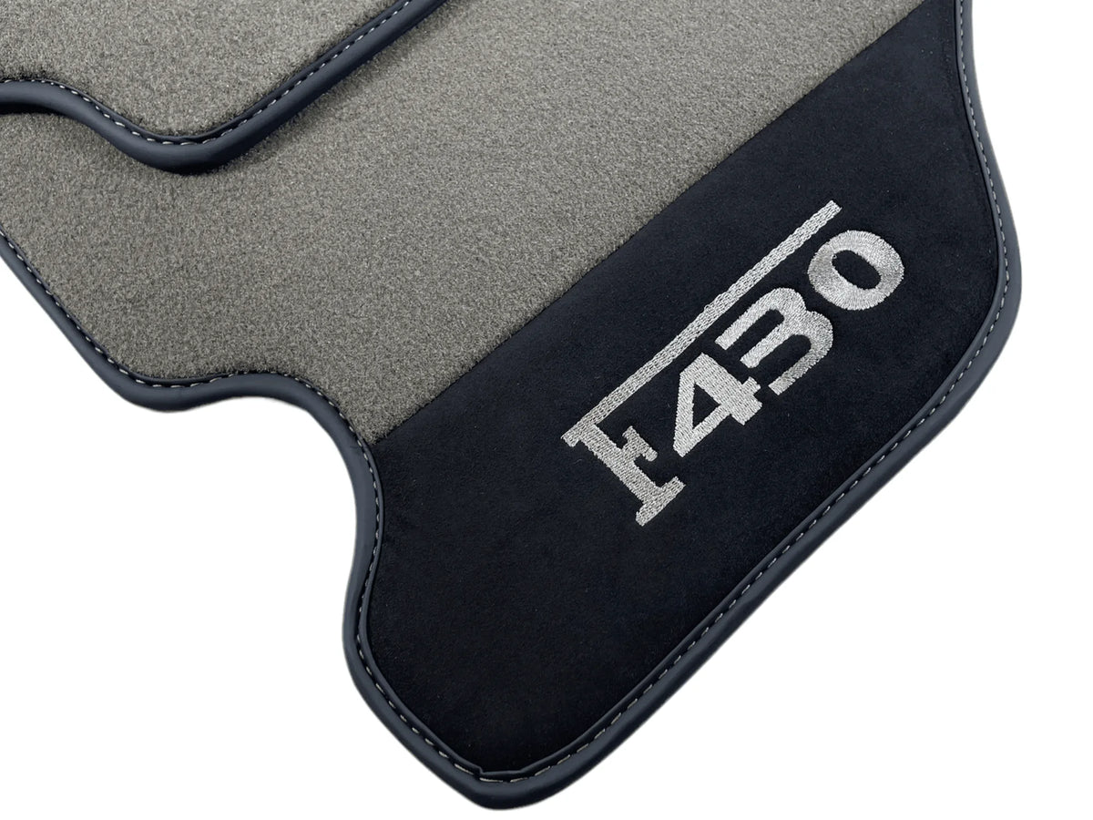 Gray Floor Mats For Ferrari F430 2004-2009 With Alcantara Leather - AutoWin