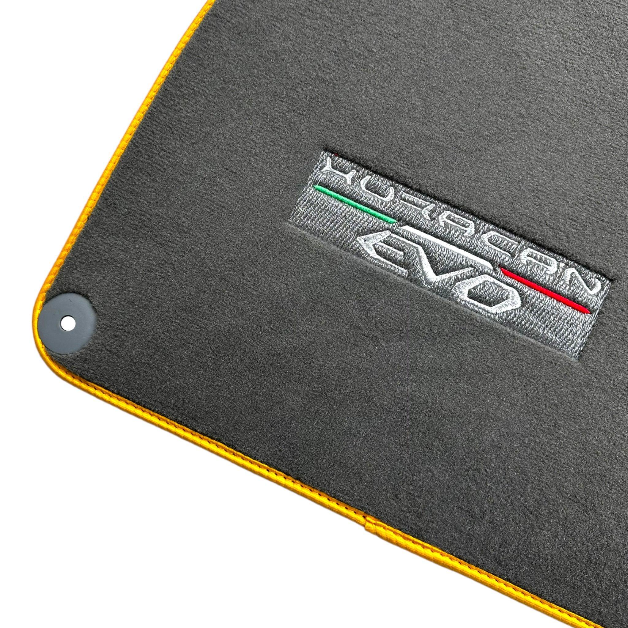 Gray Floor Mats for Lamborghini Huracan EVO (2014-2023) with Yellow Trim - AutoWin