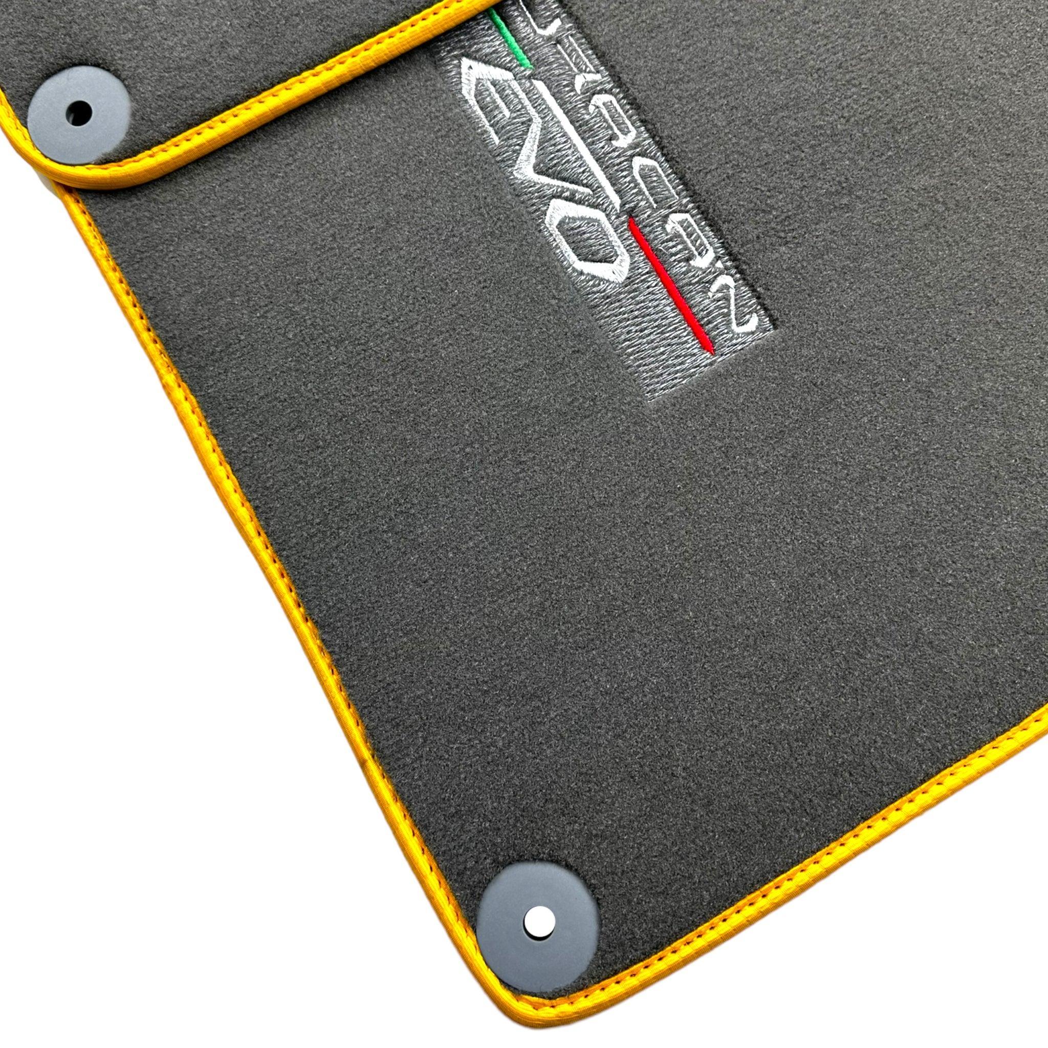 Gray Floor Mats for Lamborghini Huracan EVO (2014-2023) with Yellow Trim - AutoWin