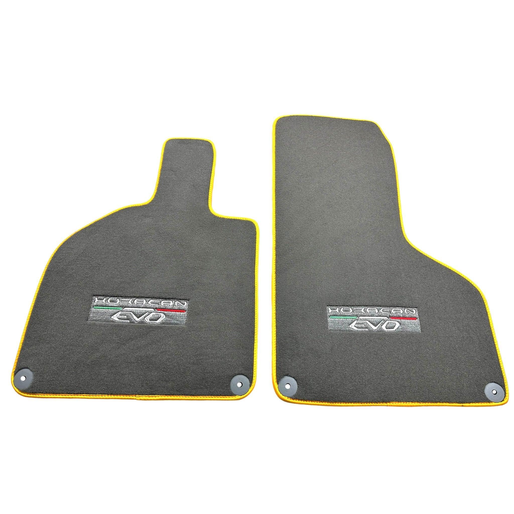 Gray Floor Mats for Lamborghini Huracan EVO (2014-2023) with Yellow Trim - AutoWin