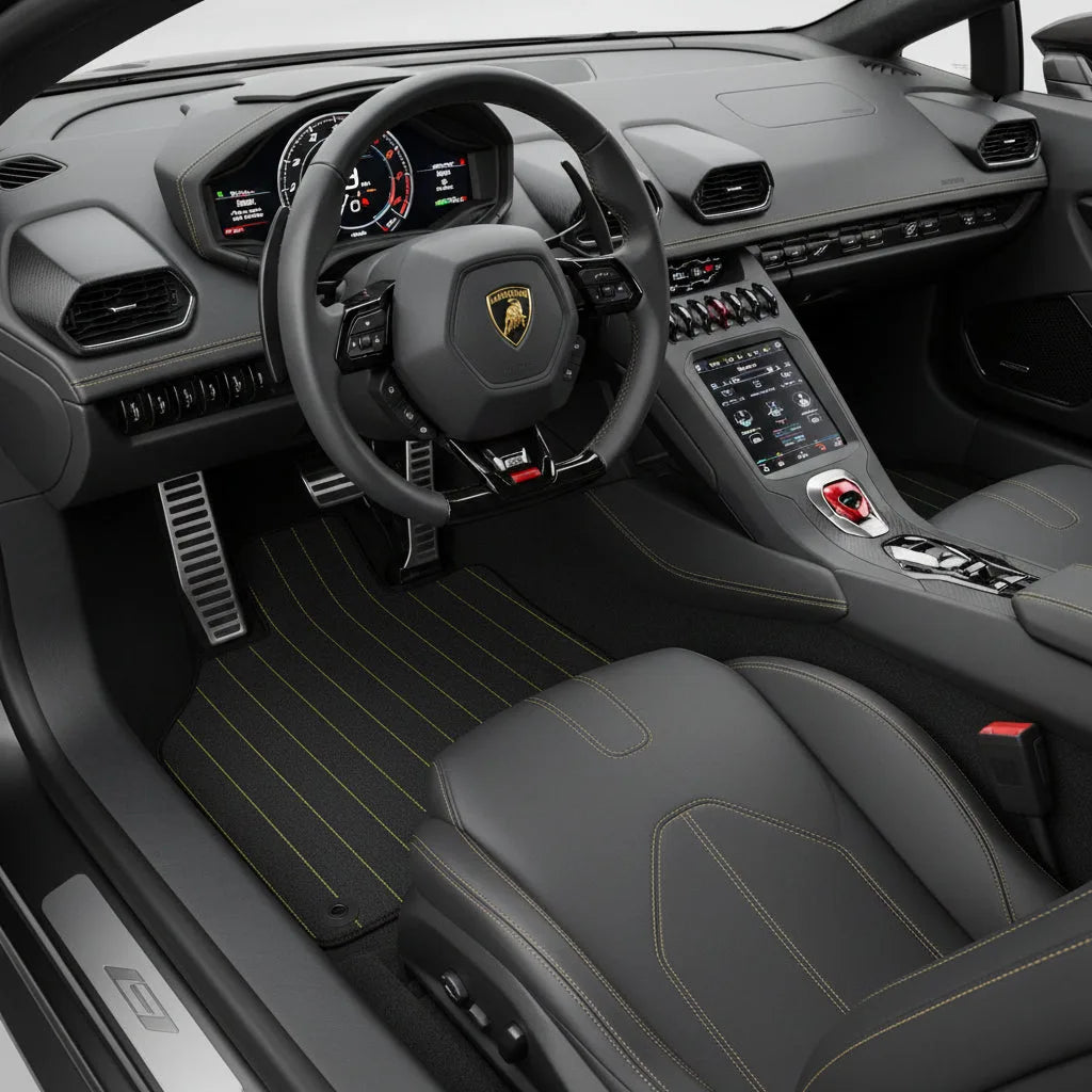 Interior look of floor mats for Lamborghini Huracan Perfomante (2017-2019)