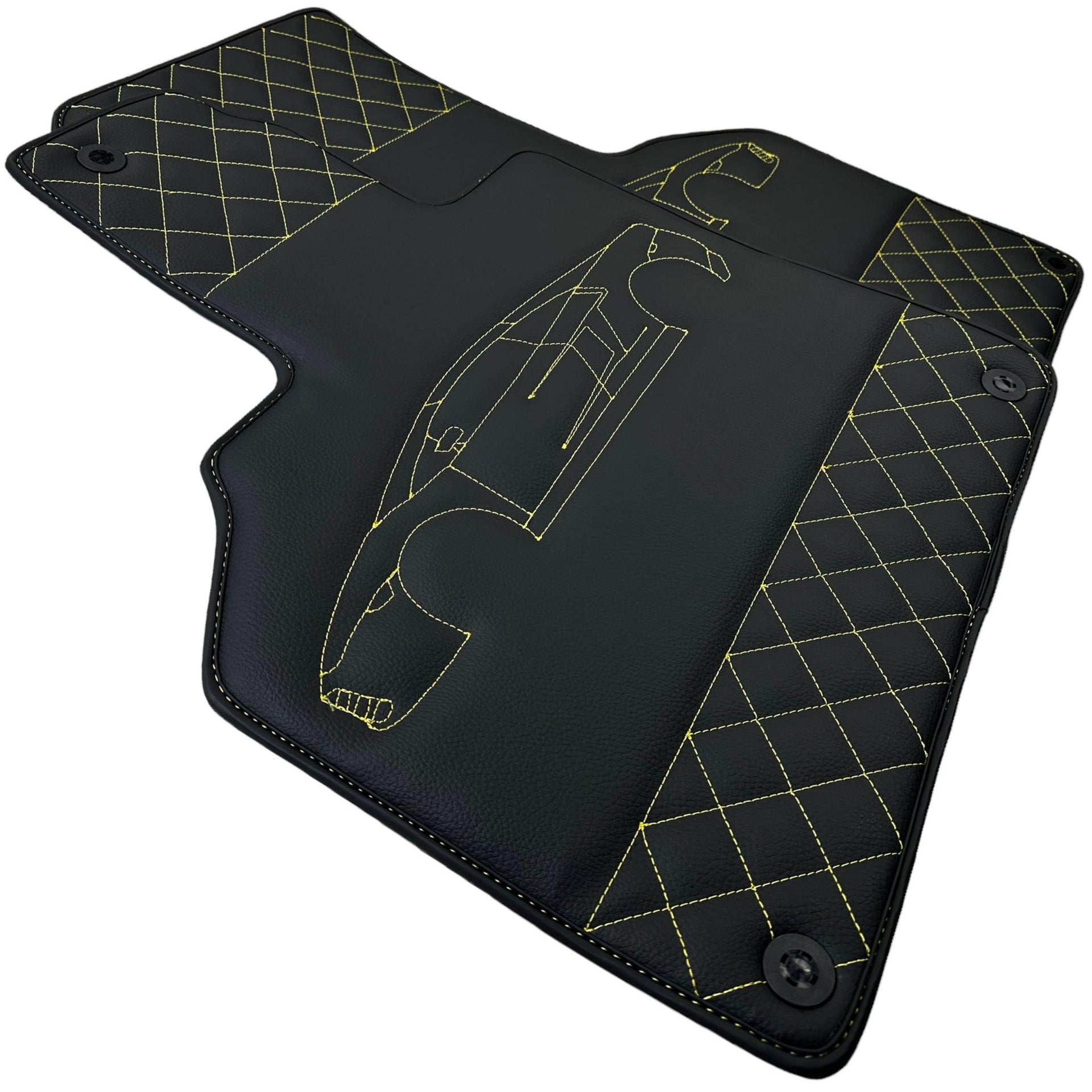 Leather Black Floor Mats for Lamborghini Gallardo Yellow Sewing | ER56 Design - AutoWin