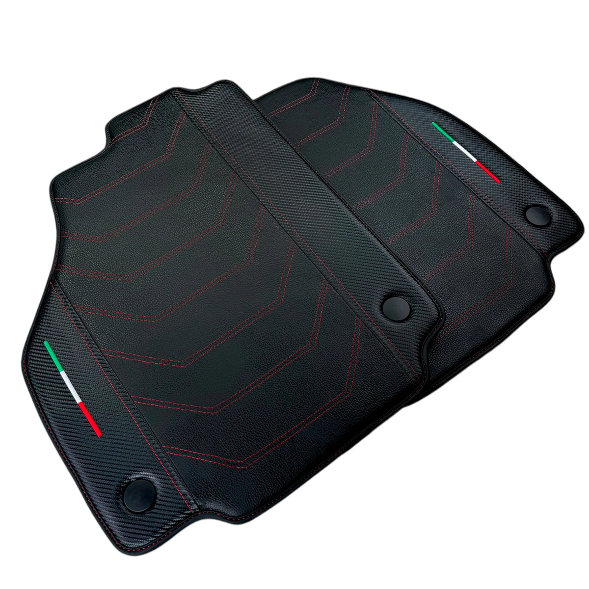 Leather Floor Mats For Ferrari 488 Spider (2016-2022) With Carbon Fiber | Italian Edition