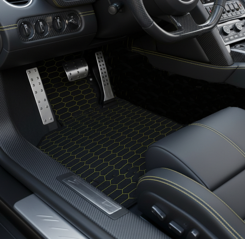 Customizable Floor Mats From Carpet With Leather for Lamborghini Murcielago (2001-2010) - AutoWin