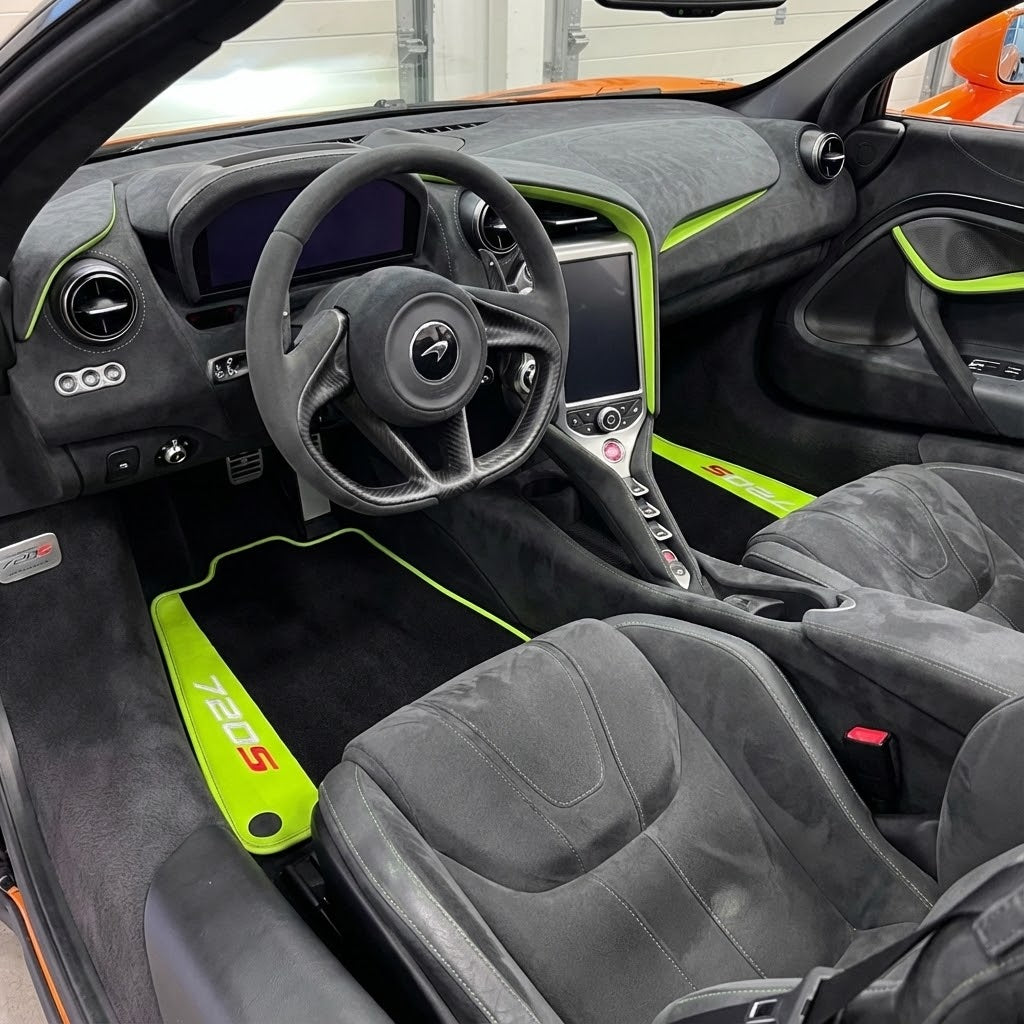 Floor Mats For McLaren 720S Black Tailored Carpets With Carbon - AutoWin