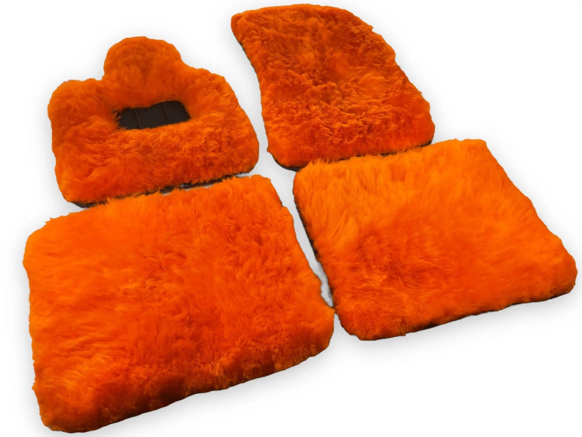 Orange Sheepskin Floor Mats For Bentley Bentayga Er56 Design Brand - AutoWin