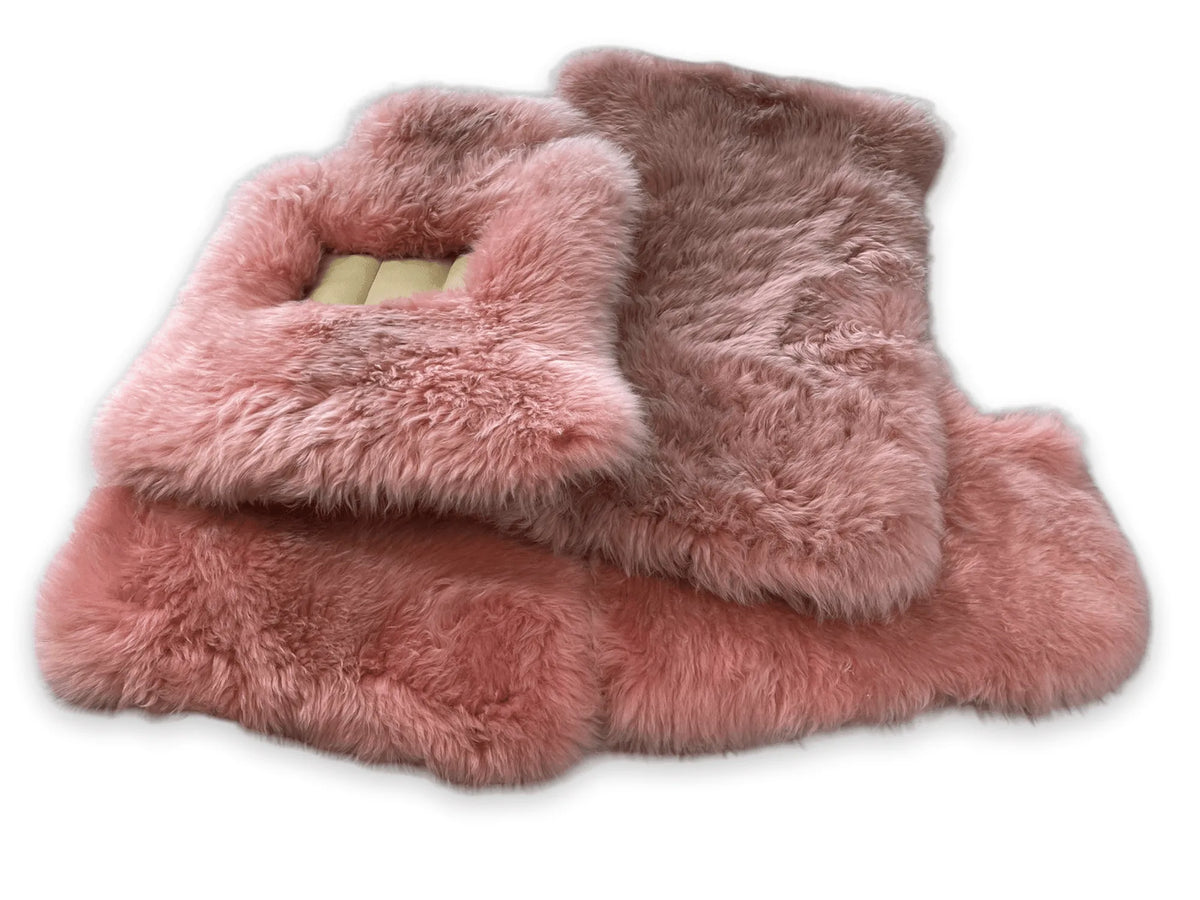 Pink Sheepskin Floor Mats for Rolls Royce Phantom VIII (2017-2024) ER56 Design Brand - AutoWin