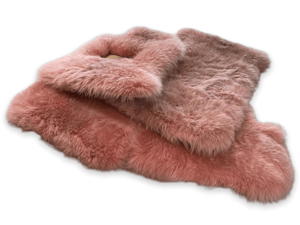 Pink Sheepskin Floor Mats for Rolls Royce Phantom VIII (2017-2024) ER56 Design Brand - AutoWin
