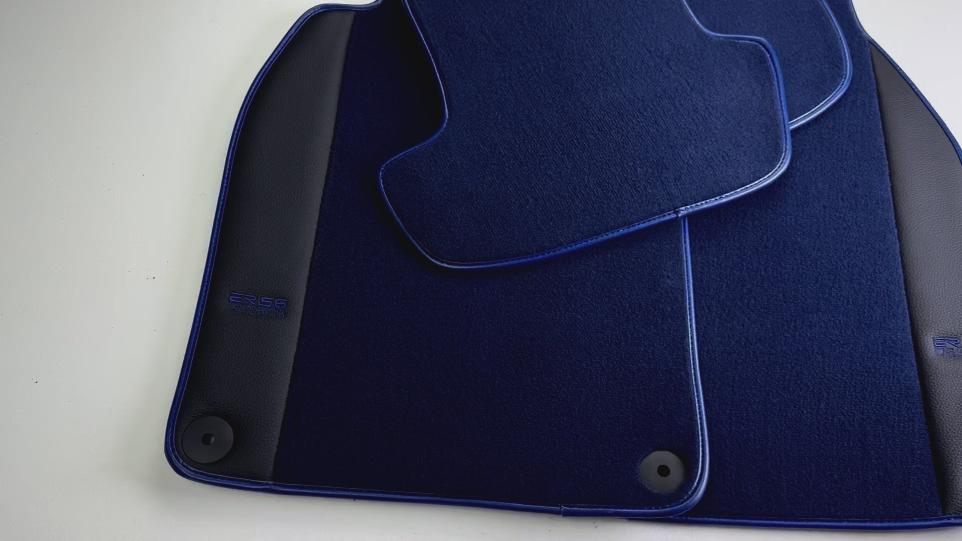 Dark Blue Floor Mats for Porsche Classic 911 (1963-1989) with Leather - AutoWin