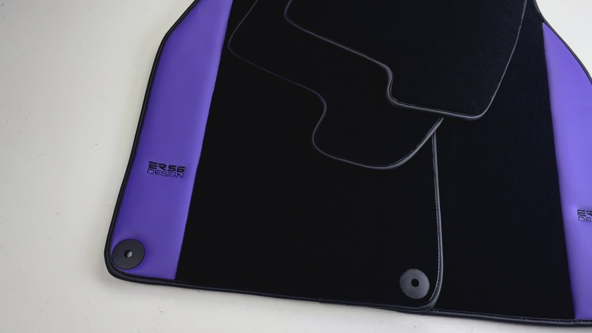 Black Floor Mats for Porsche Panamera (2009-2016) with Purple Leather | ER56 Design - AutoWin