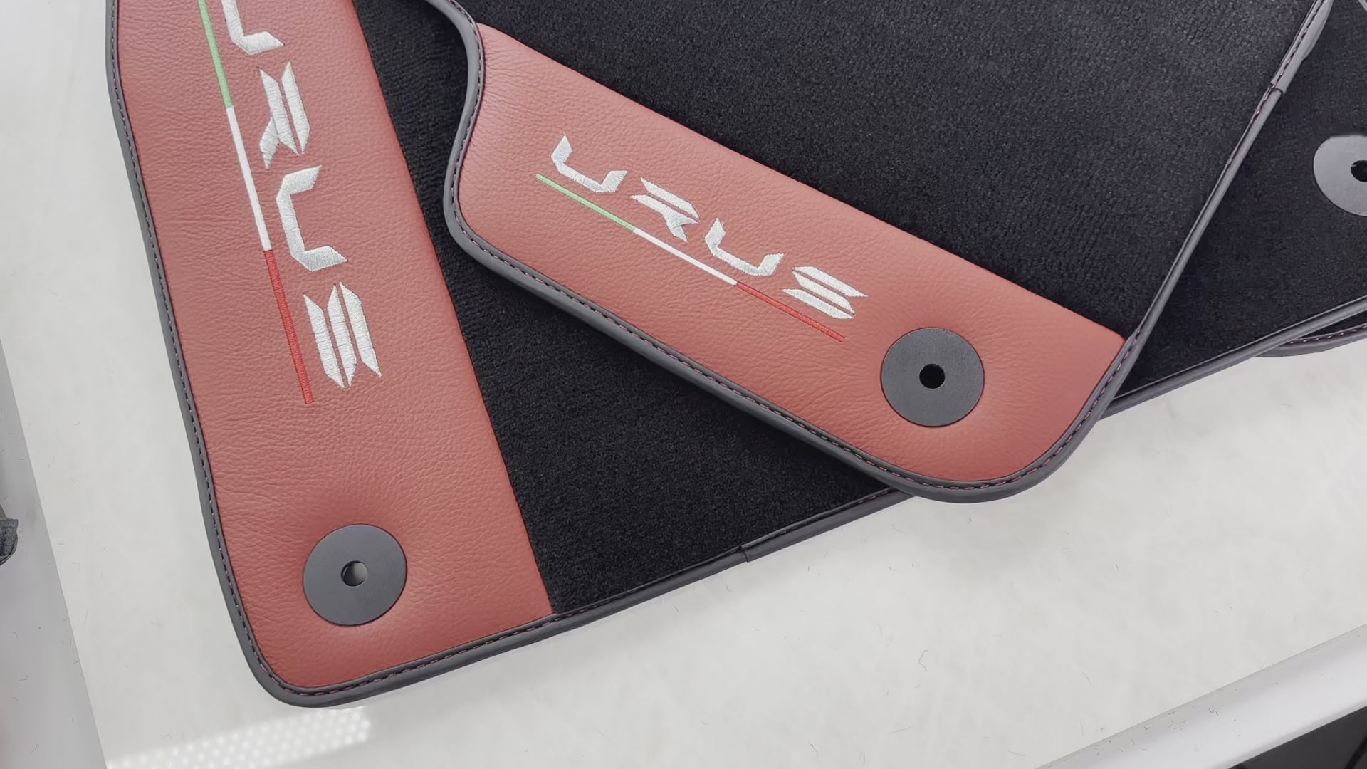 Black Floor Mats for Lamborghini Urus With Red Leather - AutoWin.EU