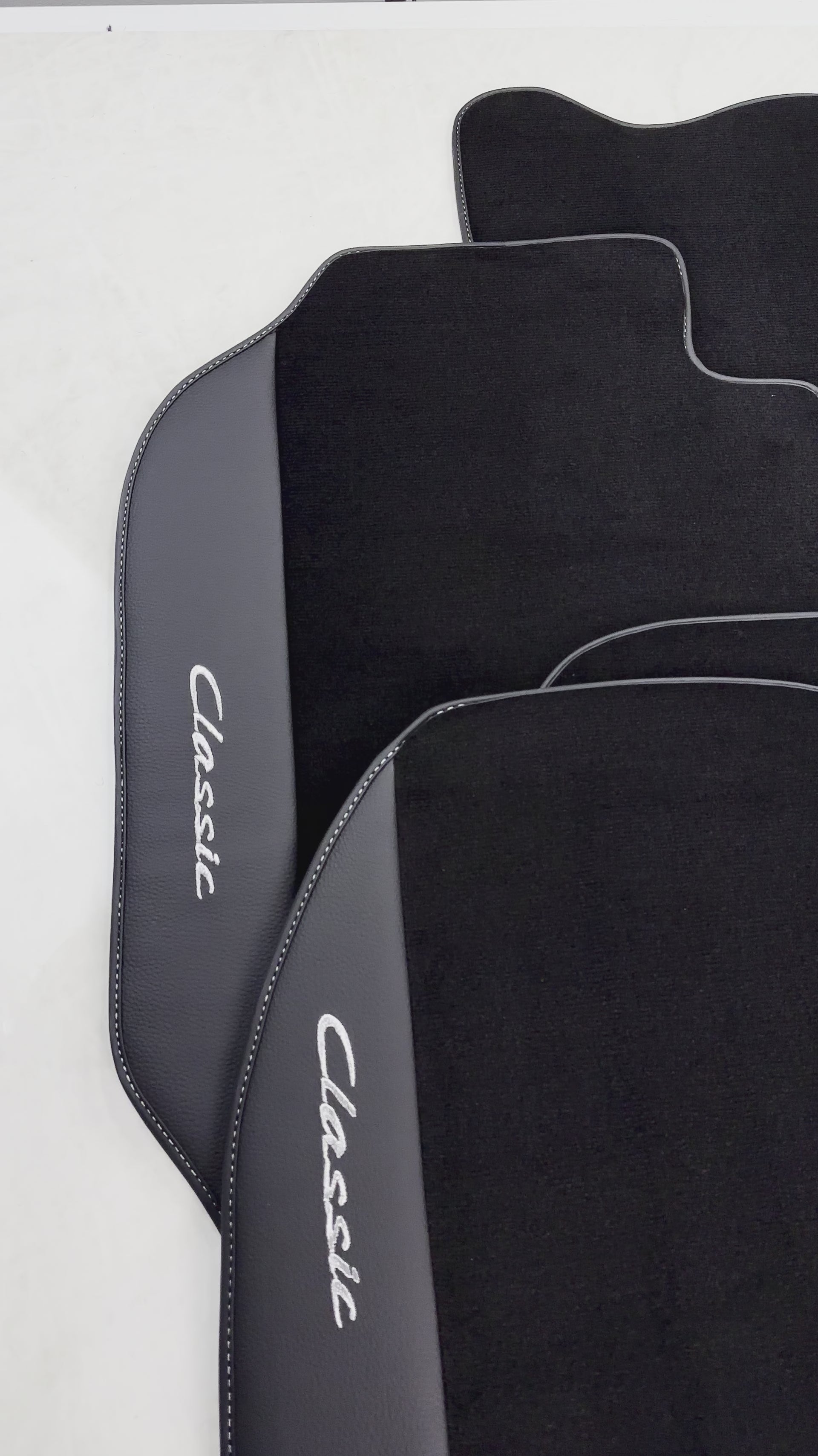 Black Floor Mats for Porsche Classic 911 (1963-1989) with Leather - AutoWin