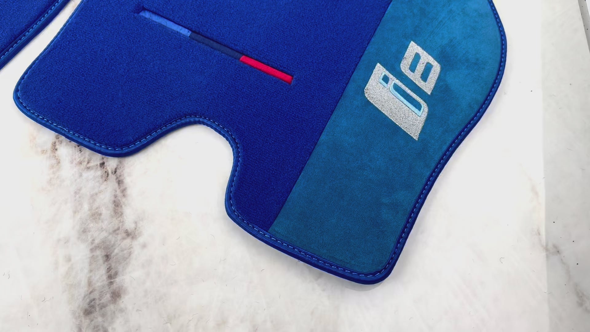 Blue Floor Mats for BMW i8 Series L12 L15 with M Package with Alcantara - AutoWin.EU