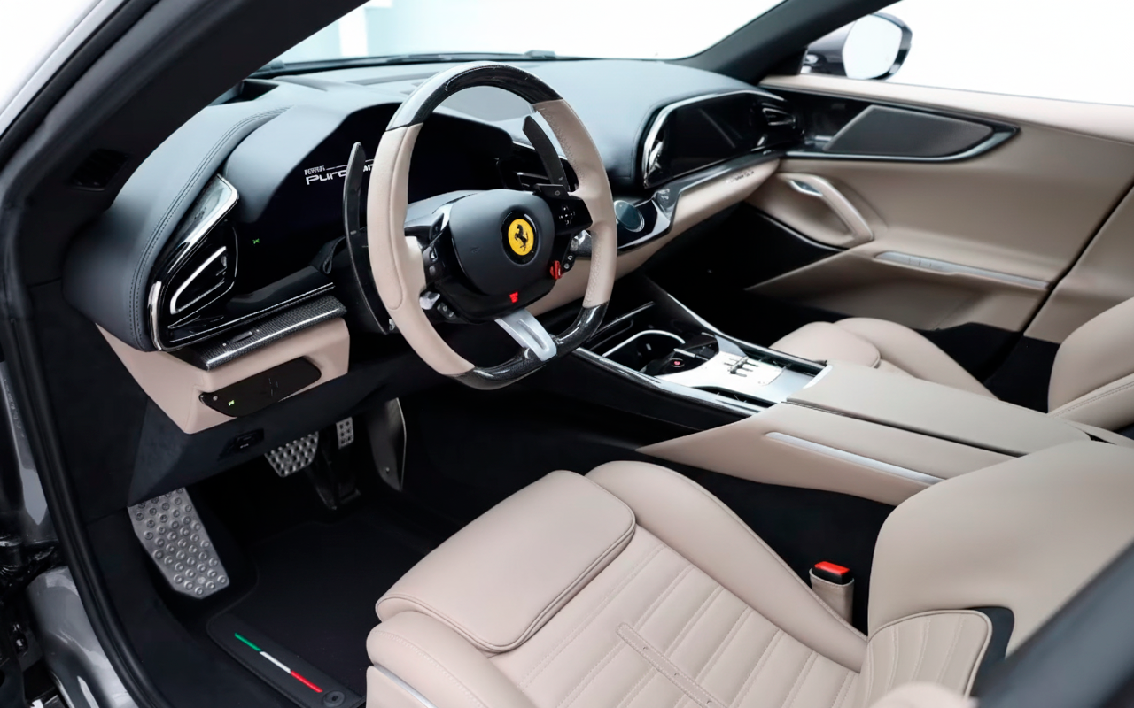 Customizable Floor Mats From Carpet With Leather for Ferrari Purosangue (2023-2024) - AutoWin