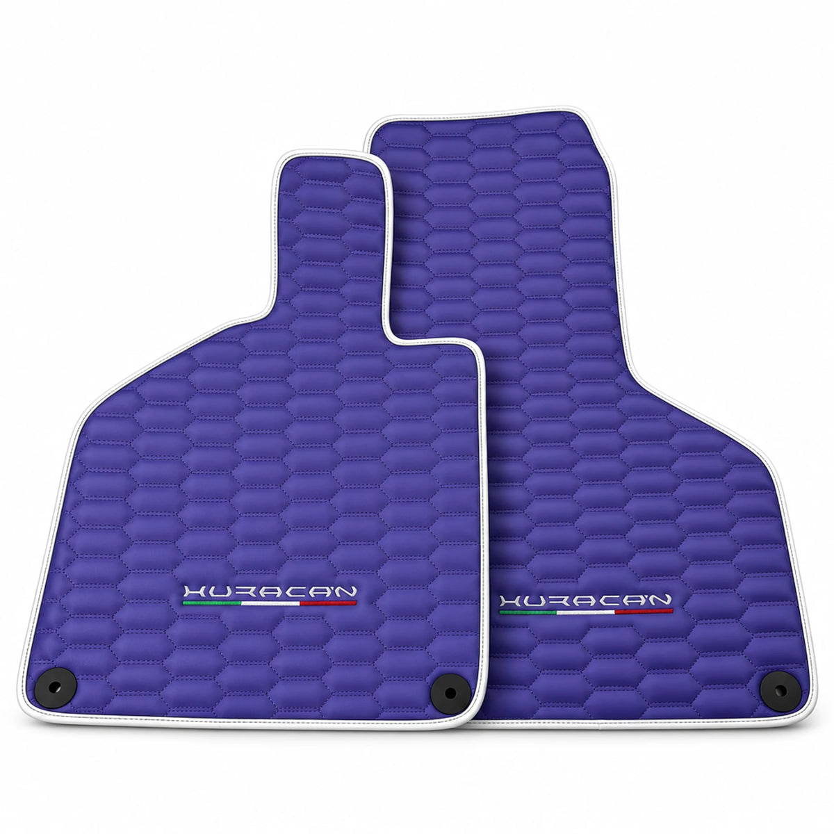 Purple Leather Floor Mats for Lamborghini Huracan with White Trim - AutoWin