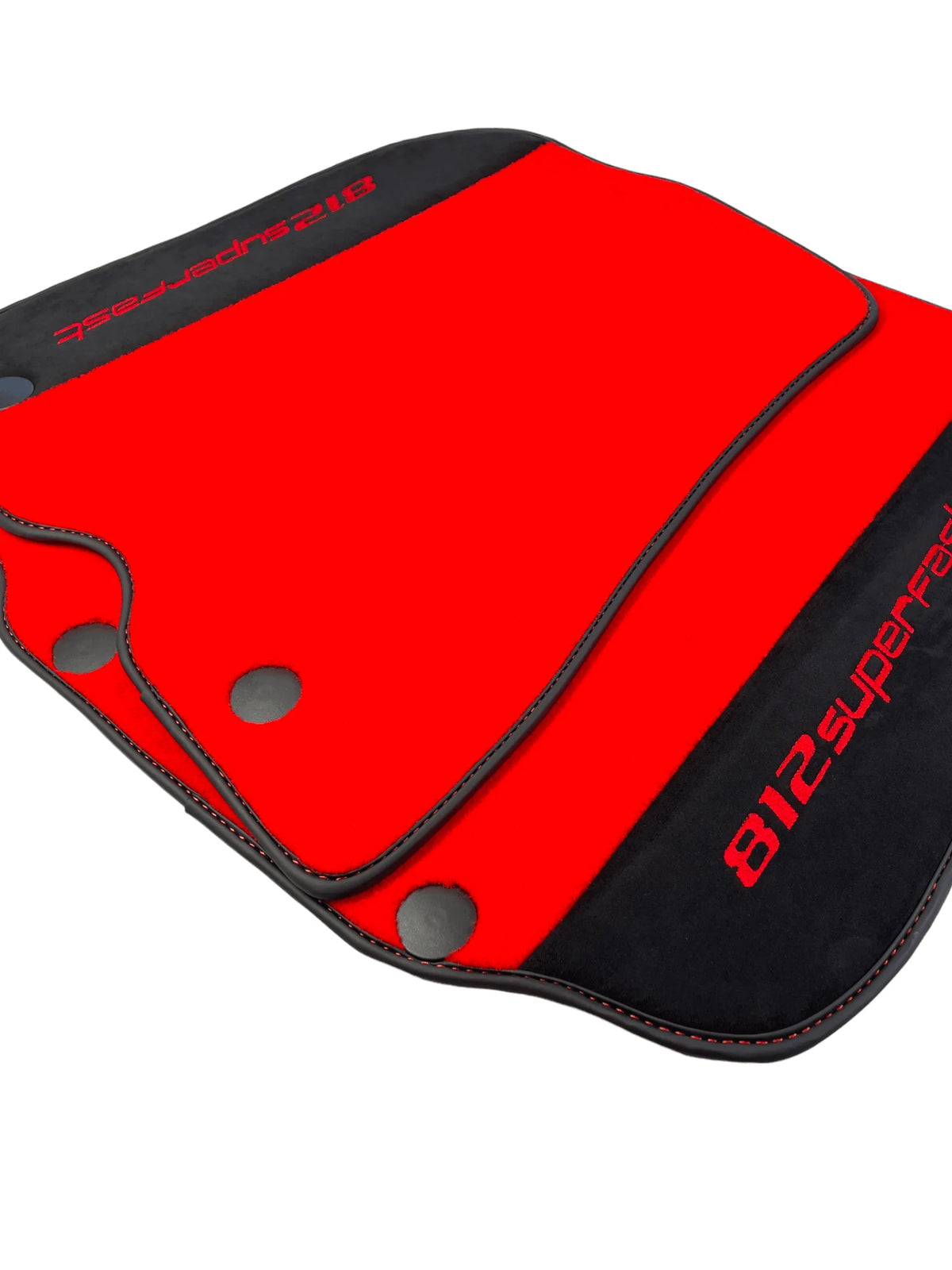 Red Floor Mats For Ferrari 812 Superfast With Alcantara Leather - AutoWin