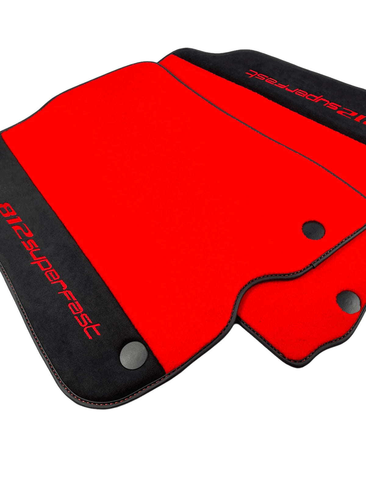 Red Floor Mats For Ferrari 812 Superfast With Alcantara Leather - AutoWin