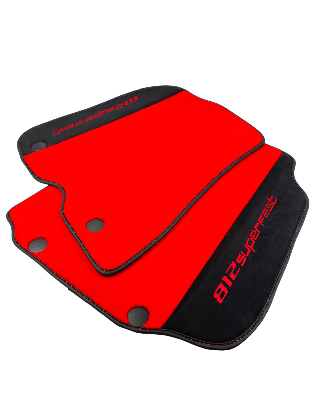 Red Floor Mats For Ferrari 812 Superfast With Alcantara Leather - AutoWin
