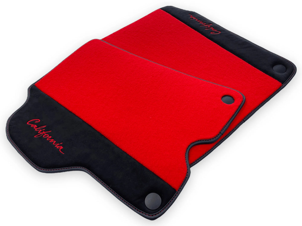 Red Floor Mats For Ferrari California 2008-2014 With Alcantara - AutoWin