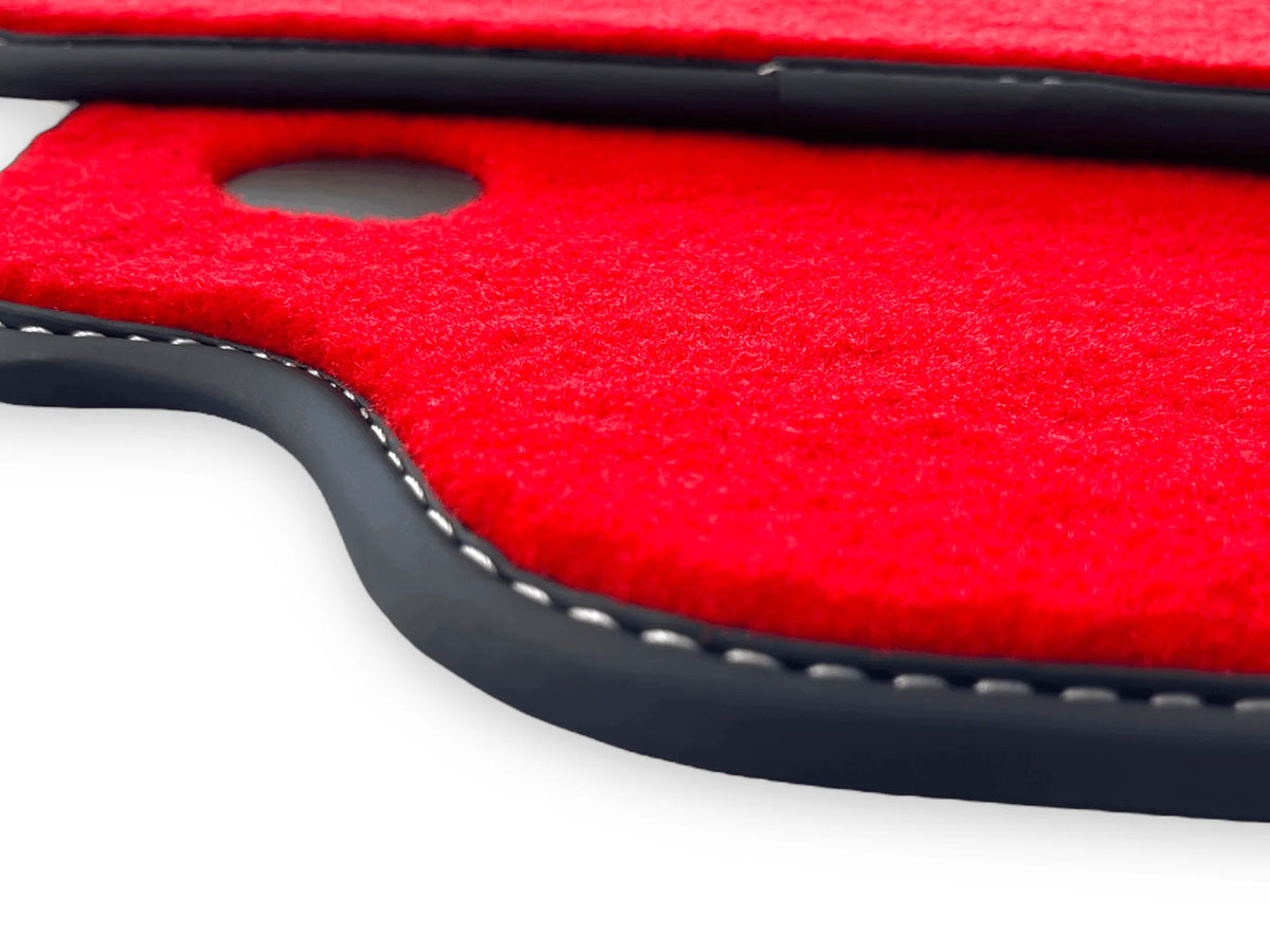 Red Floor Mats For Ferrari F8 Tributo 2019-2022 With Carbon Leather - AutoWin