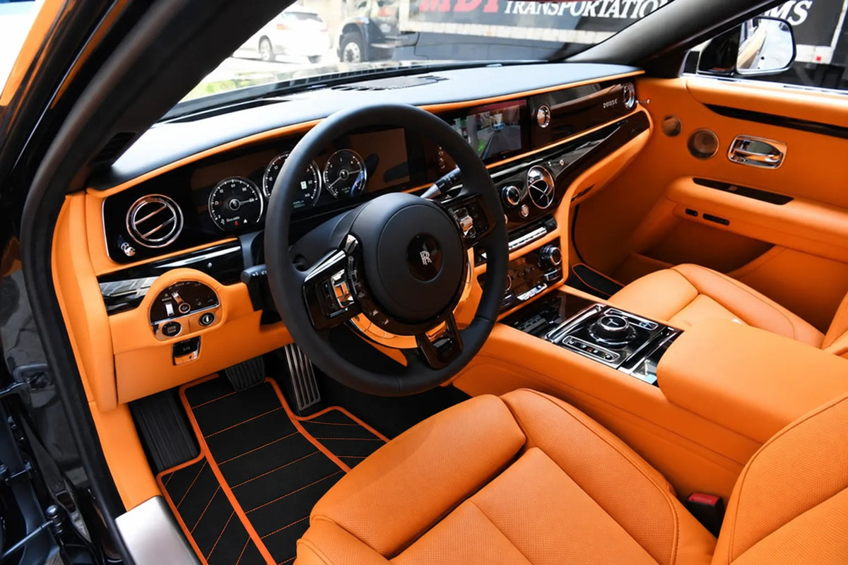 Custom Black Leather Floor Mats for Rolls-Royce Ghost Series II (2021-2024)