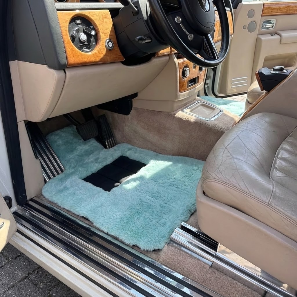 Tiff Blue Sheepskin Floor Mats For Rolls Royce Phantom 2003–2016 Er56 Design Brand