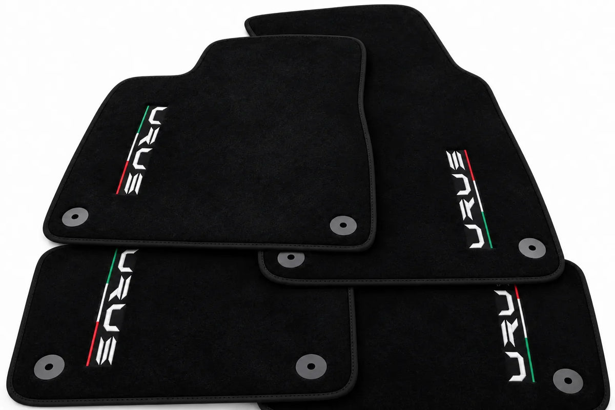 Floor Mats For Lamborghini Urus Black Tailored With Orange Rounds Carpets - Black trim