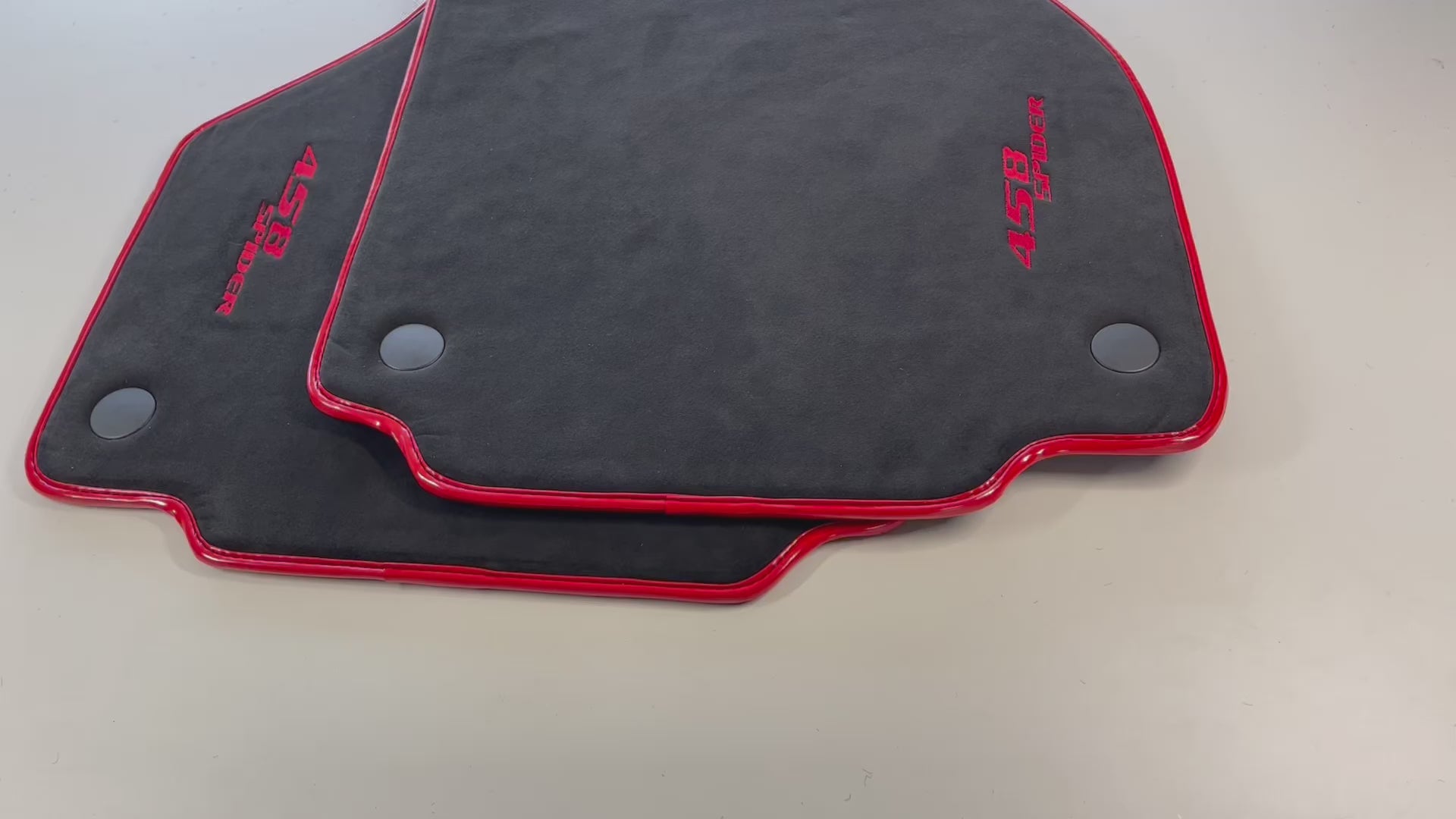Floor Mats For Ferrari 458 Spider (2012-2015) Alcantara Leather Red Trim - AutoWin