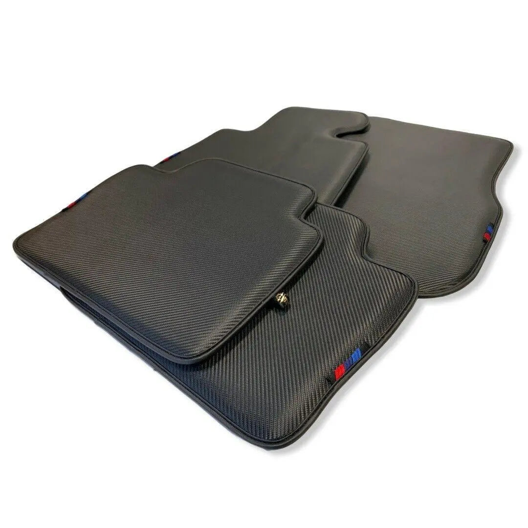 Floor Mats For BMW X6 Series G06 Black Autowin Brand Carbon Fiber Leather - AutoWin