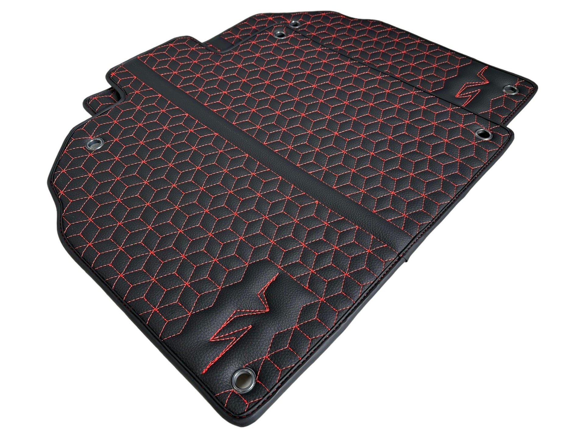 Leather Floor Mats for Lamborghini Aventador SV | Red Stitching - AutoWin