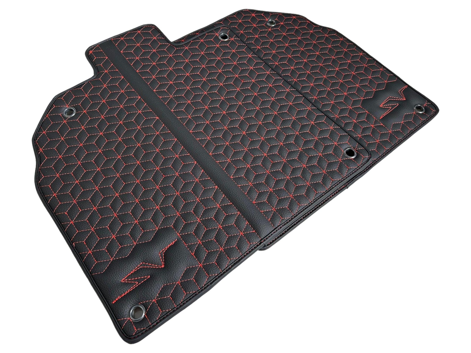 Leather Floor Mats for Lamborghini Aventador SV | Red Stitching - AutoWin