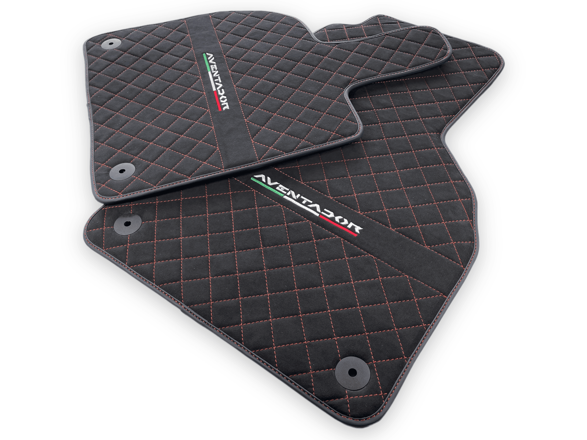Alcantara Leather Floor Mats For Lamborghini Aventador | Red Stitching - AutoWin