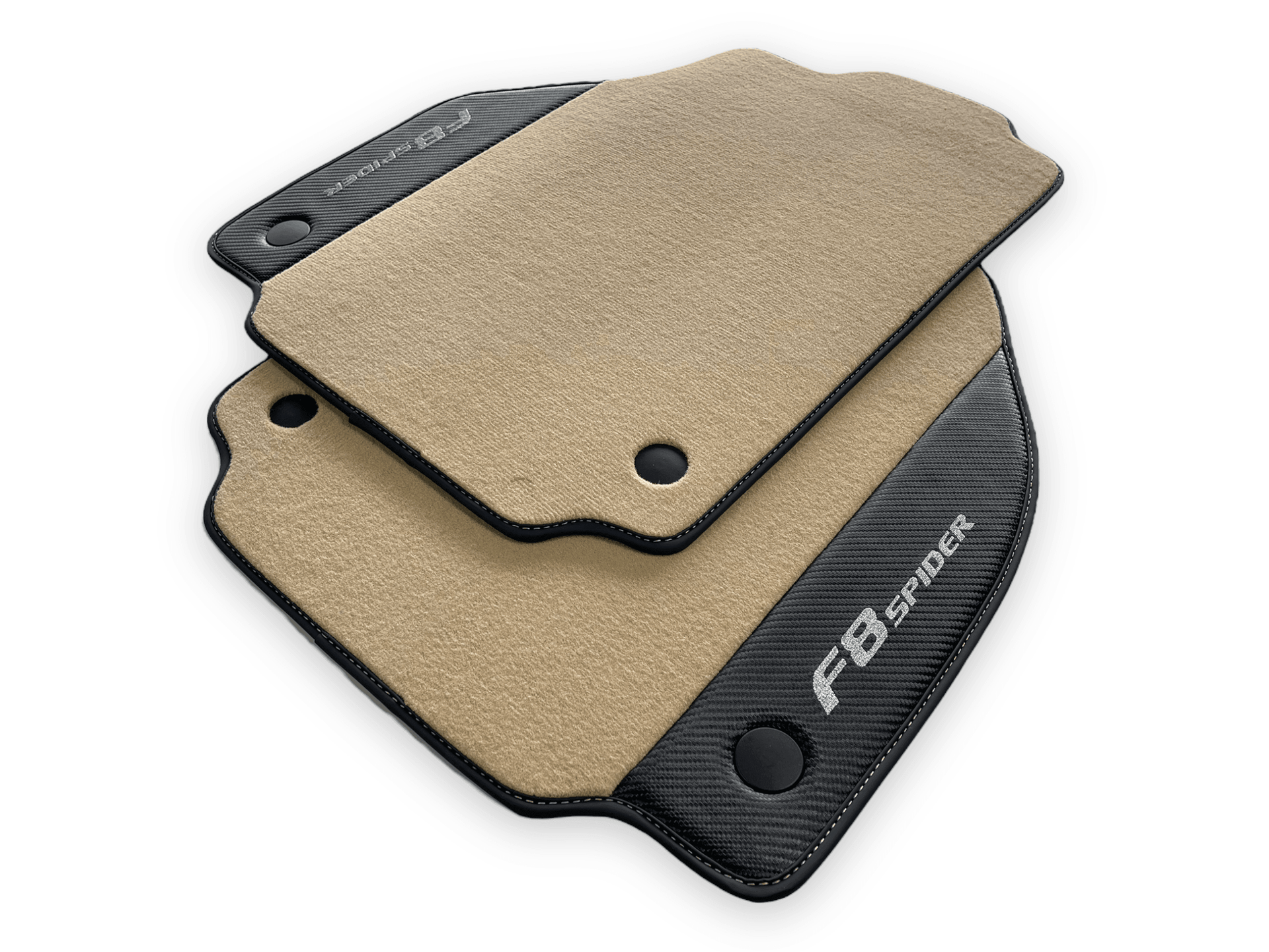 Beige Floor Mats For Ferrari F8 Spider 2019-2022 With Carbon Fiber Leather - AutoWin