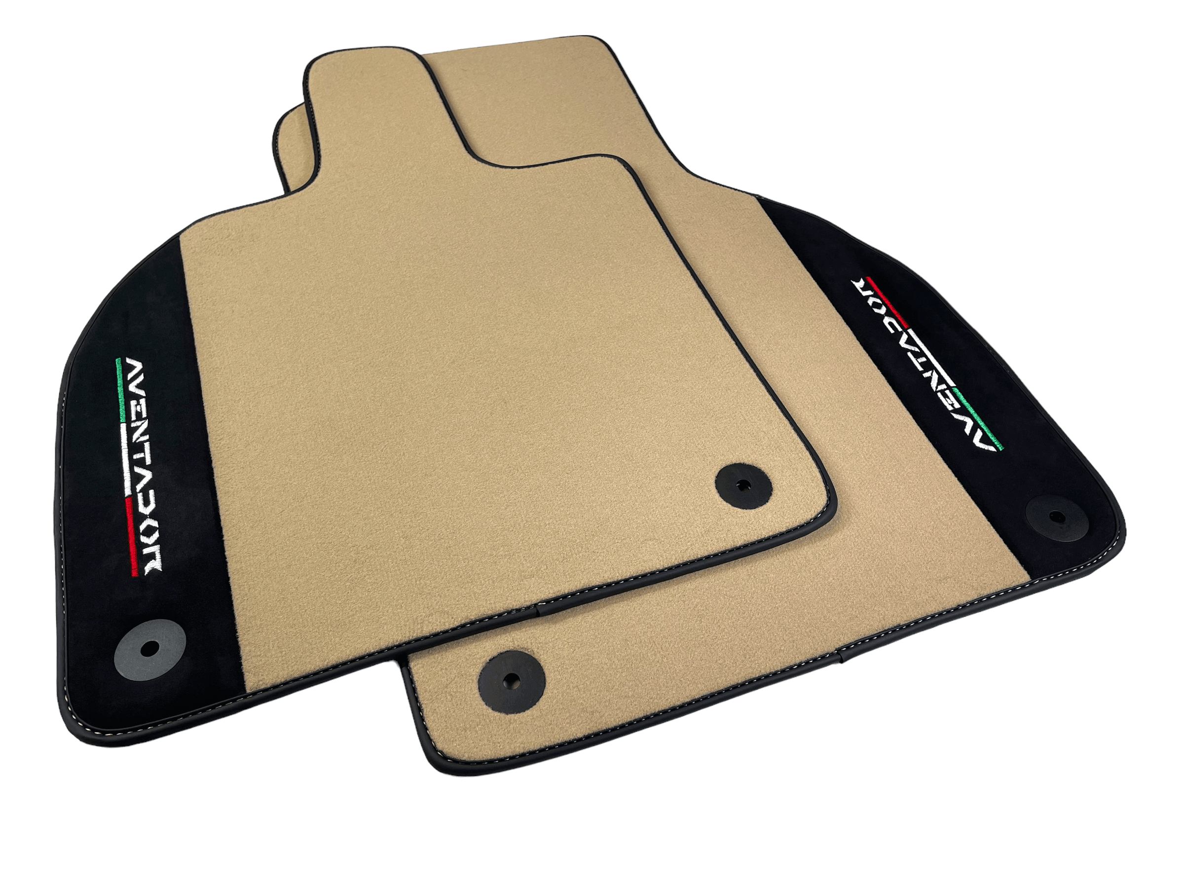 Beige Floor Mats for Lamborghini Aventador With Alcantara Leather - AutoWin