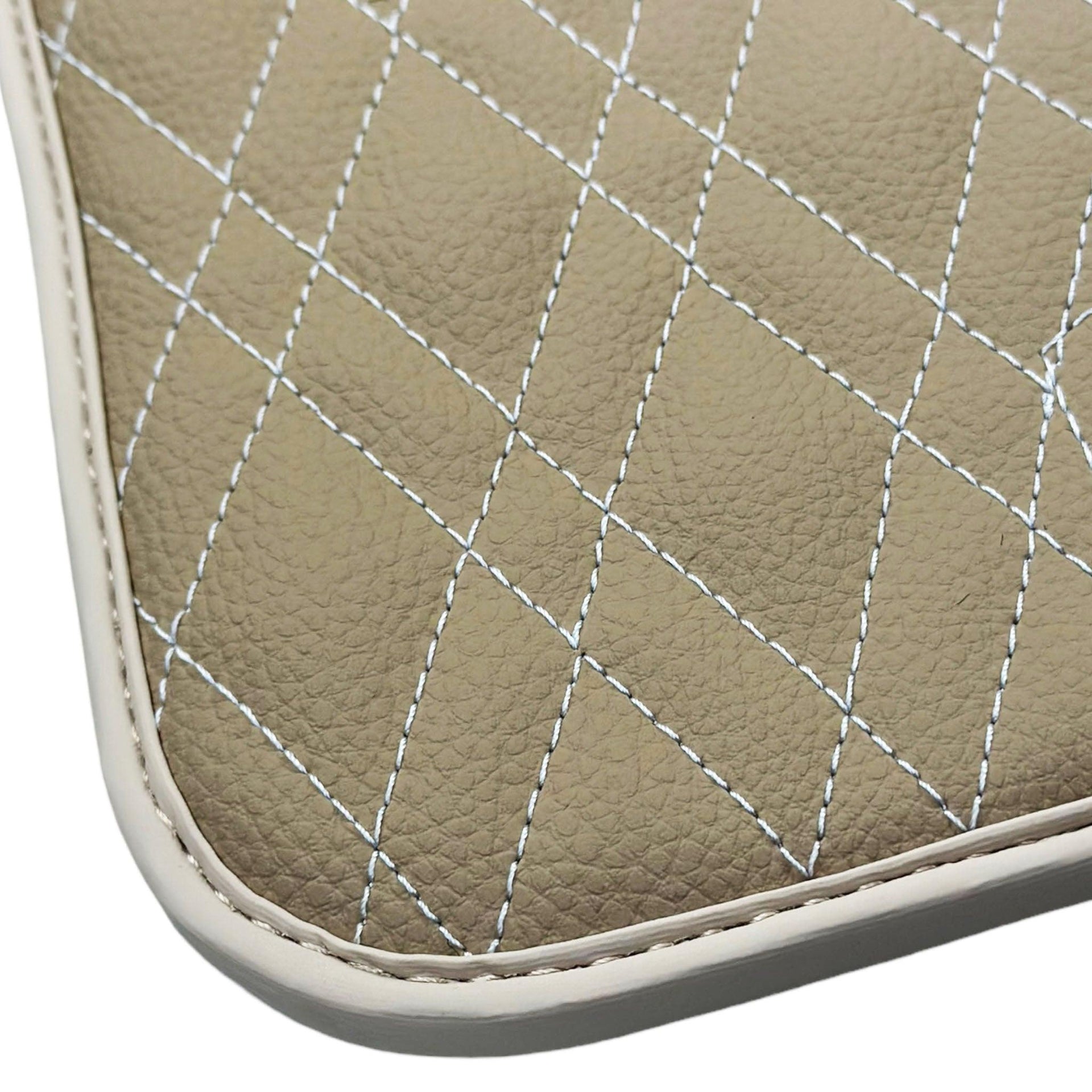 Beige Leather Floor Mats For BMW 5 Series E34 Sedan - AutoWin