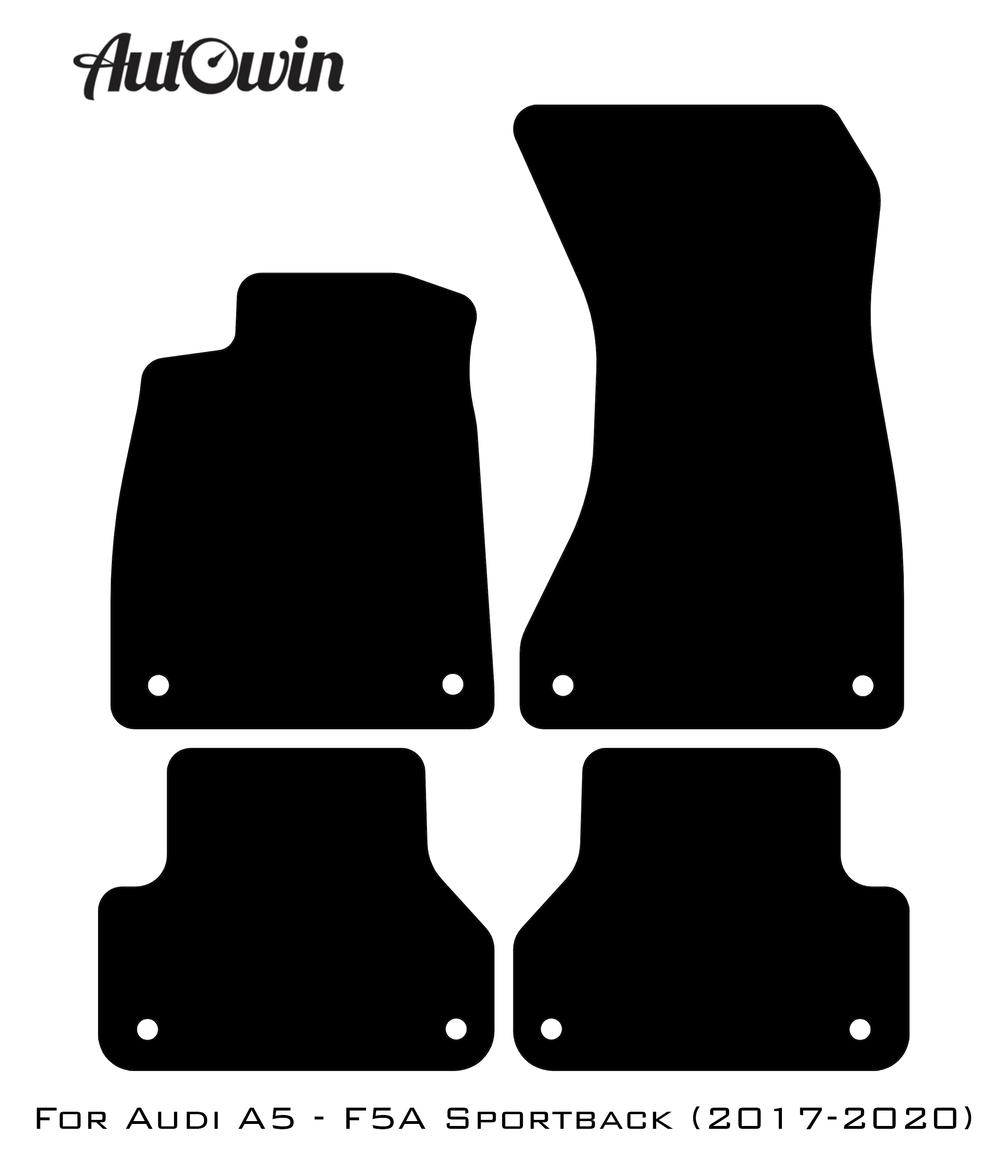 Black Floor Mats for Audi A5 - F5A Sportback (2017-2020) | Fighter Jet Edition - AutoWin