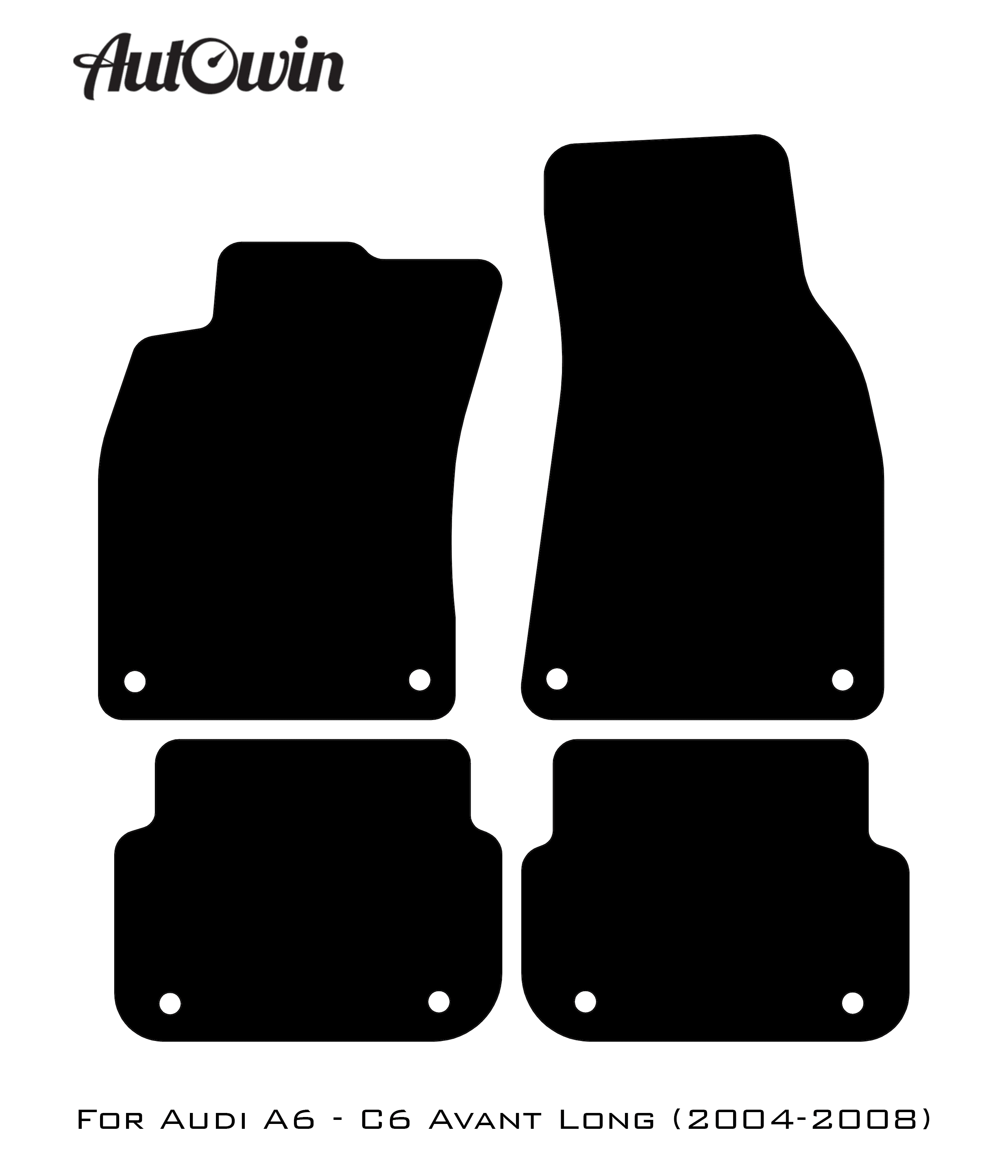 Black Floor Mats for Audi A6 - C6 Avant Long (2004-2008) With Orange Alcantara | ER56 Design - AutoWin