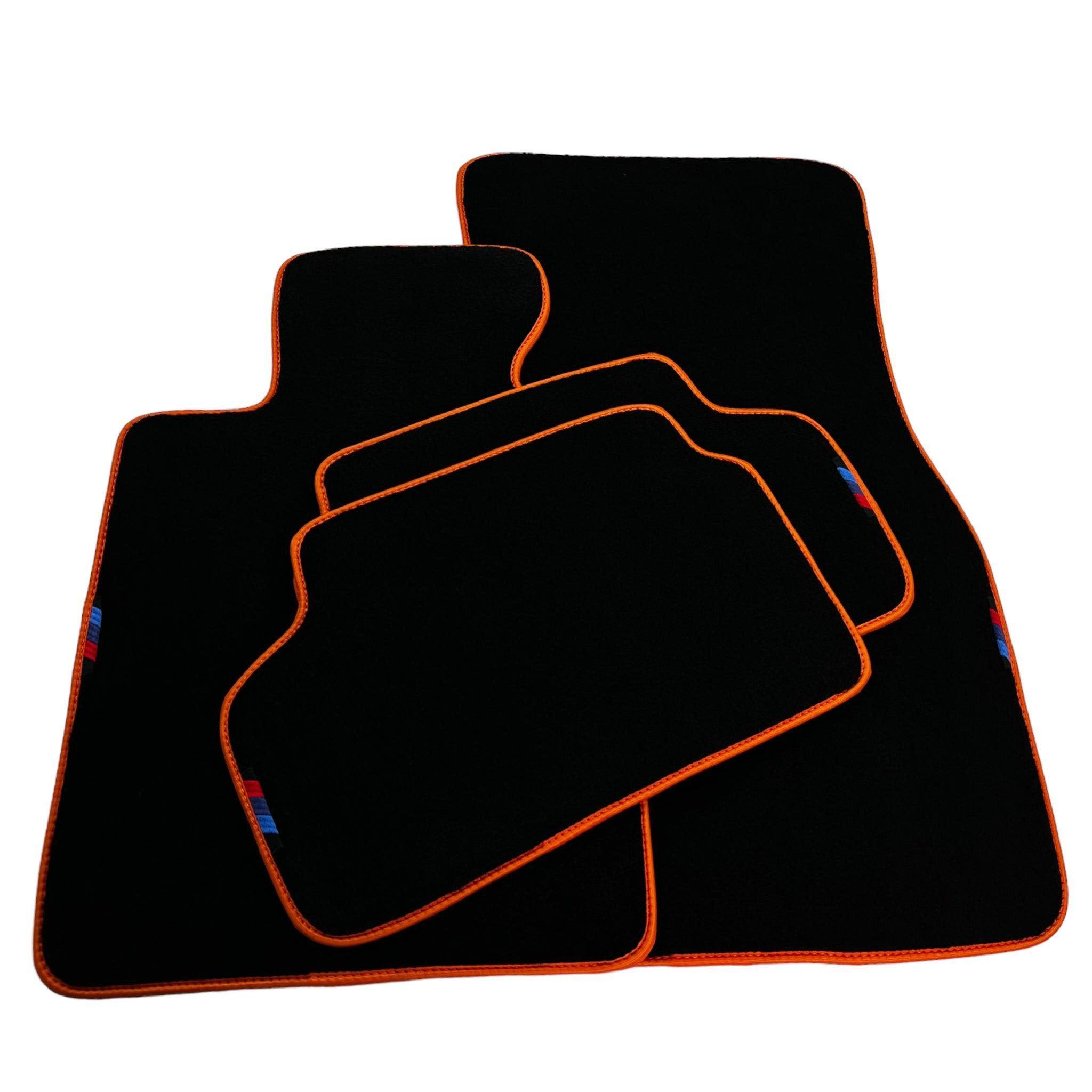 Black Floor Mats For BMW 3 Series E46 Coupe | Orange Trim - AutoWin