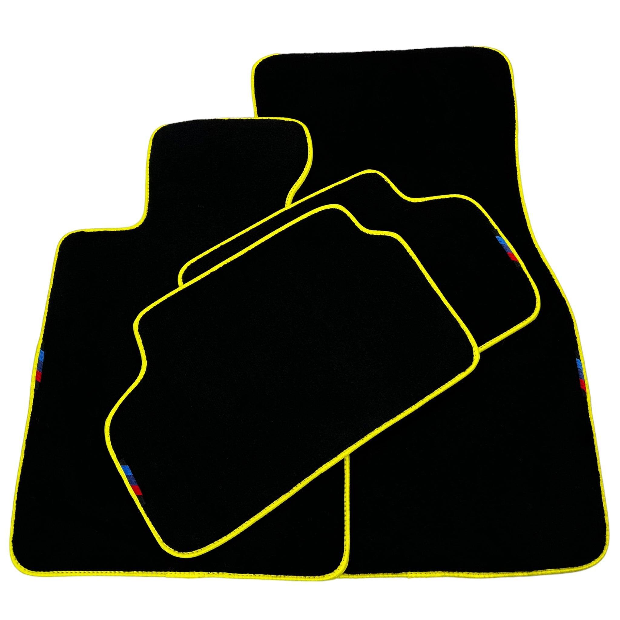 Black Floor Mats For BMW 3 Series E46 Coupe | Yellow Trim - AutoWin