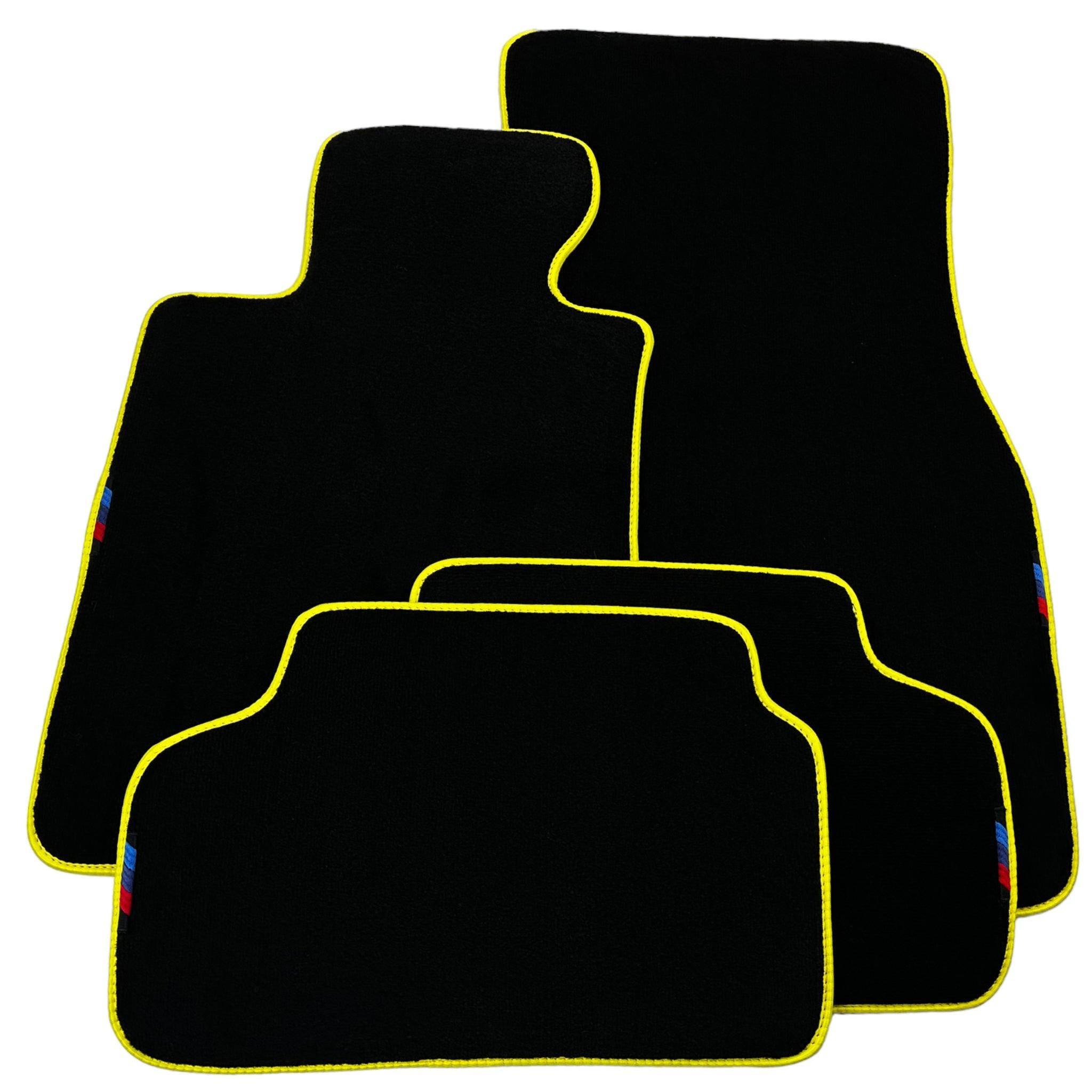 Black Floor Mats For BMW 3 Series E46 Coupe | Yellow Trim - AutoWin