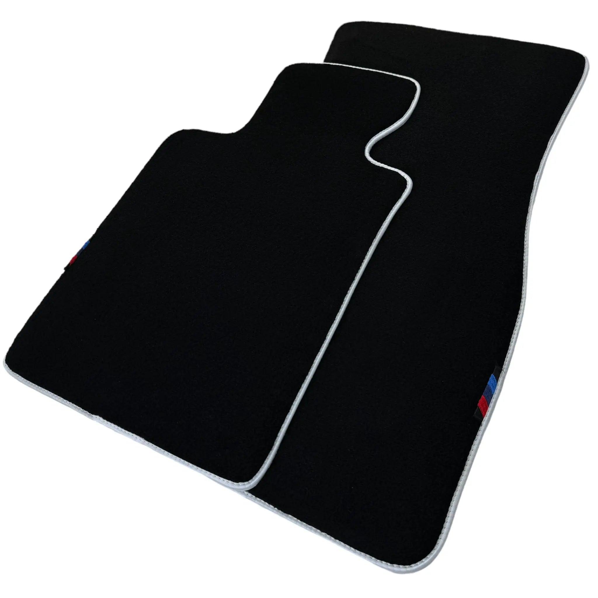 Black Floor Mats For BMW 7 Series E65 | White Trim AutoWin Brand - AutoWin