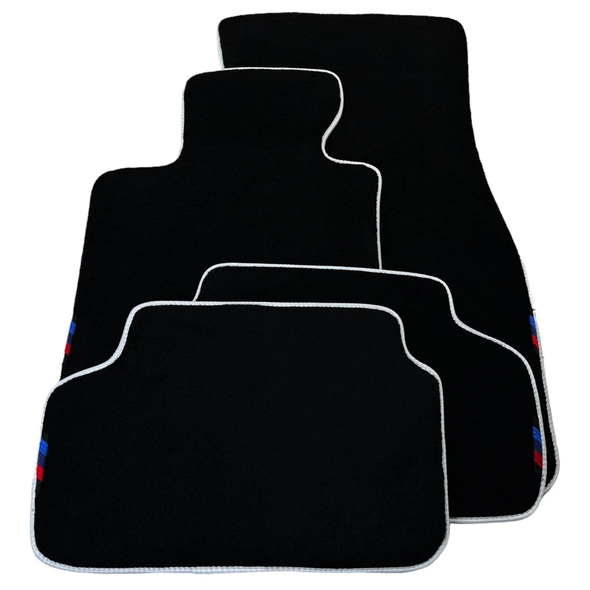 Black Floor Mats For BMW 8 Series Gran Coupe G16 | White Trim AutoWin Brand - AutoWin