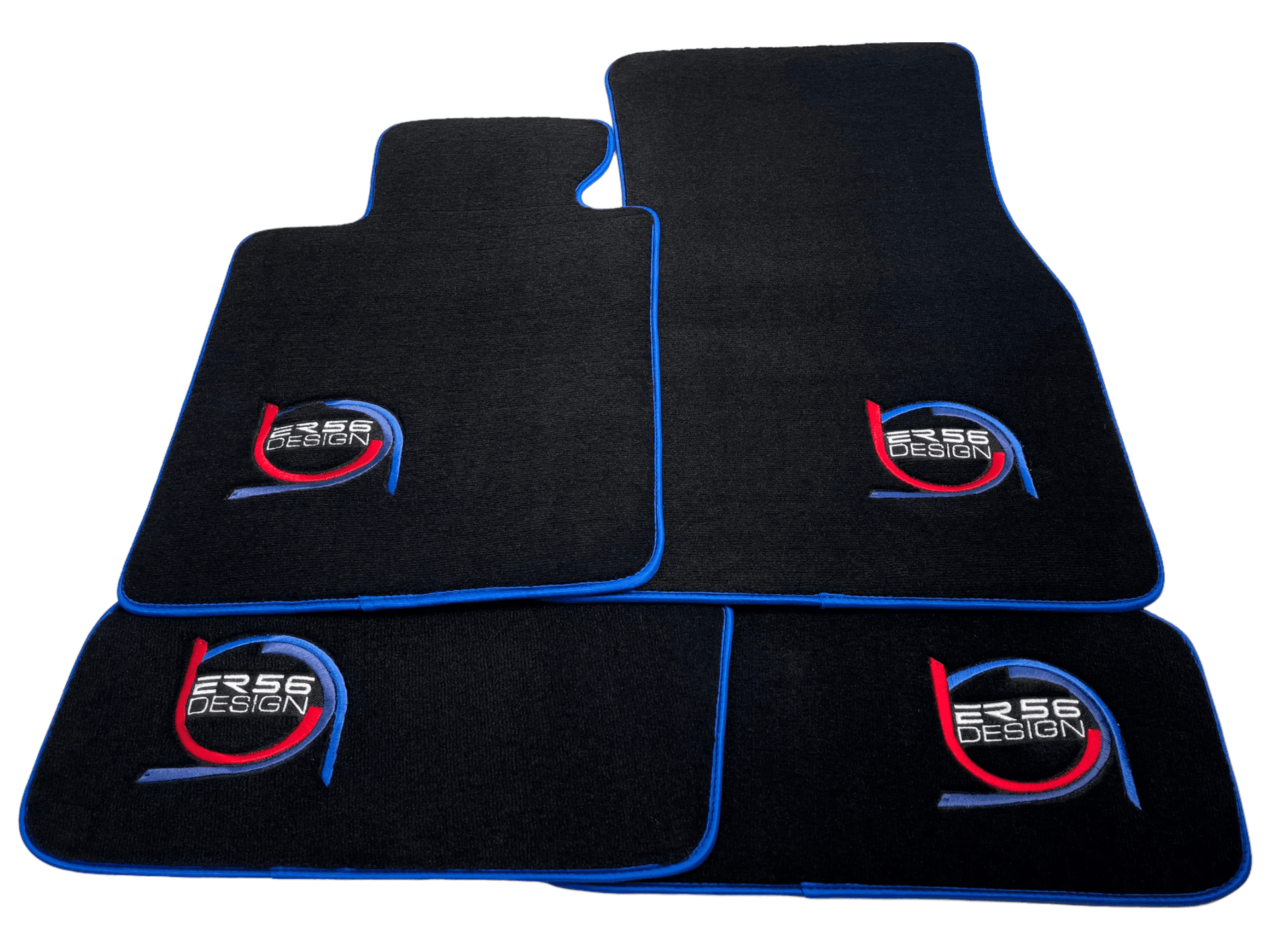 Black Floor Mats For BMW M6 F12 Convertible ER56 Design Limited Edition Blue Trim - AutoWin