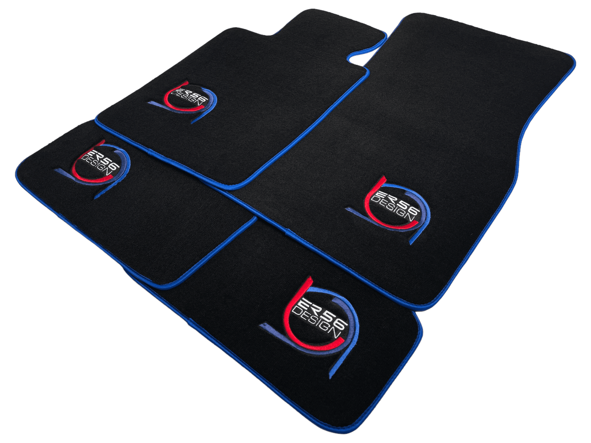 Black Floor Mats For BMW M6 F12 Convertible ER56 Design Limited Edition Blue Trim - AutoWin